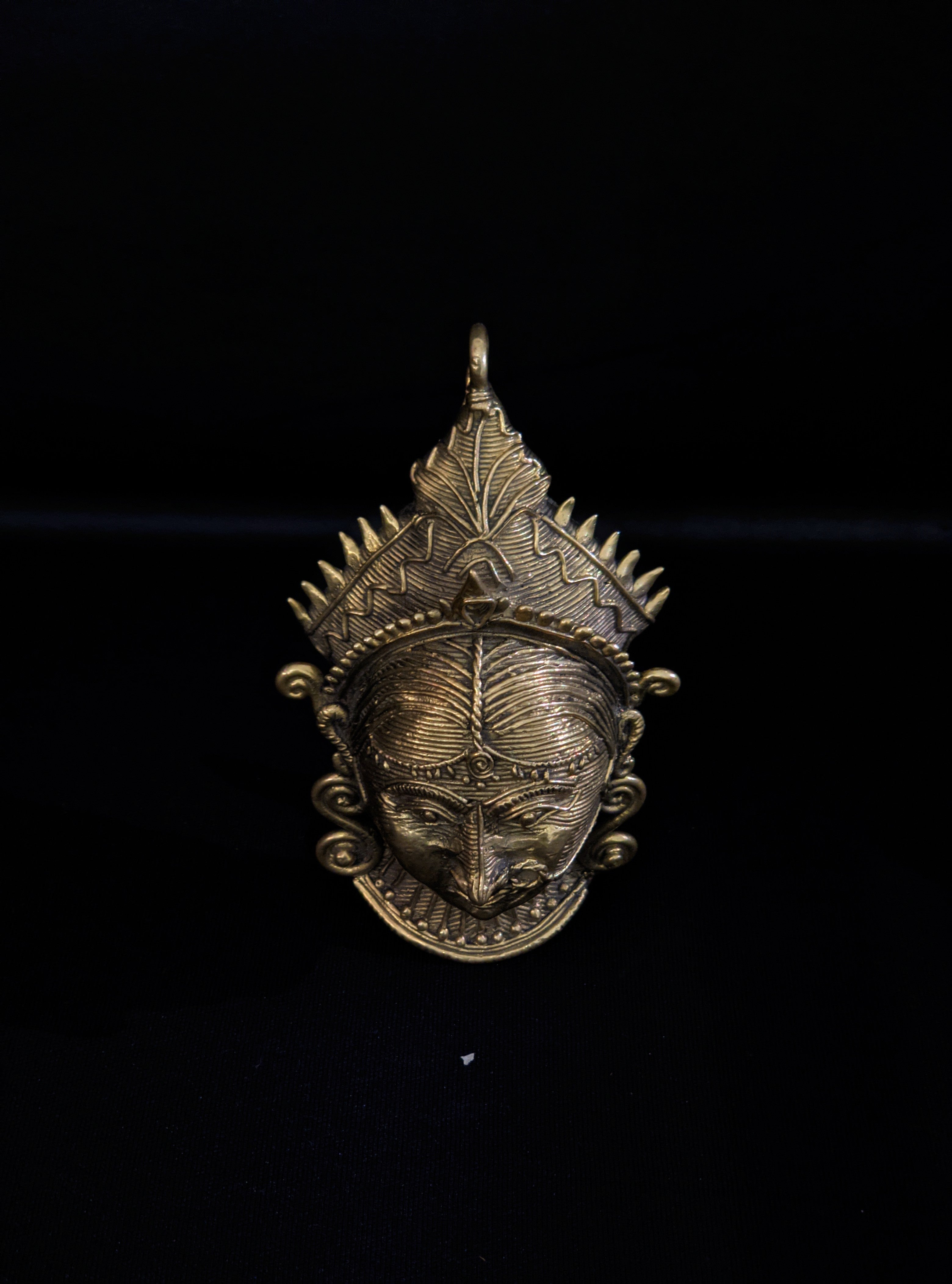 Handmade Dhokra Maa Durga Face Pendant