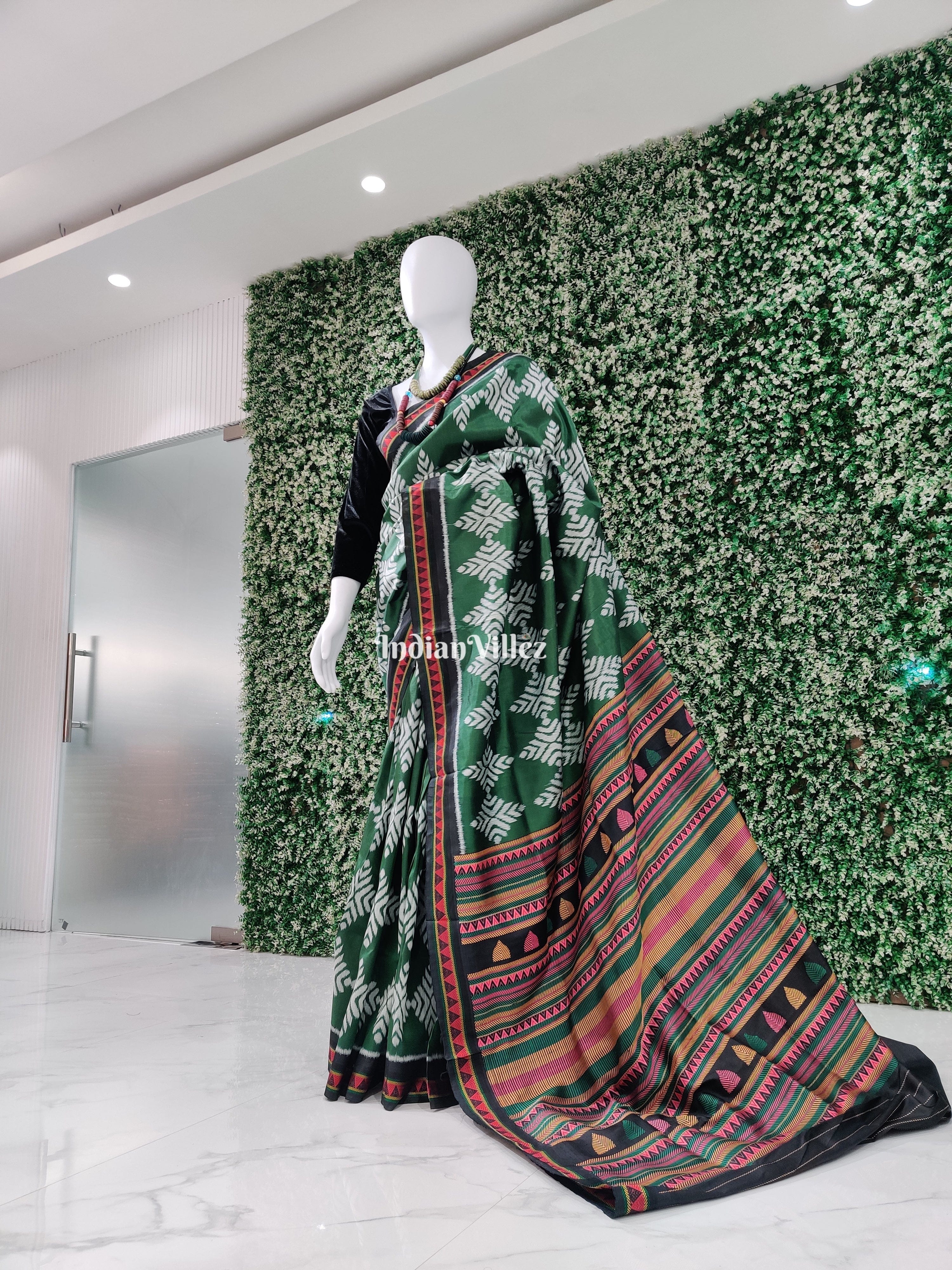 Green Jhoti with Dongria Border and Pallu Odisha Handloom Silk Saree ( USA_V )