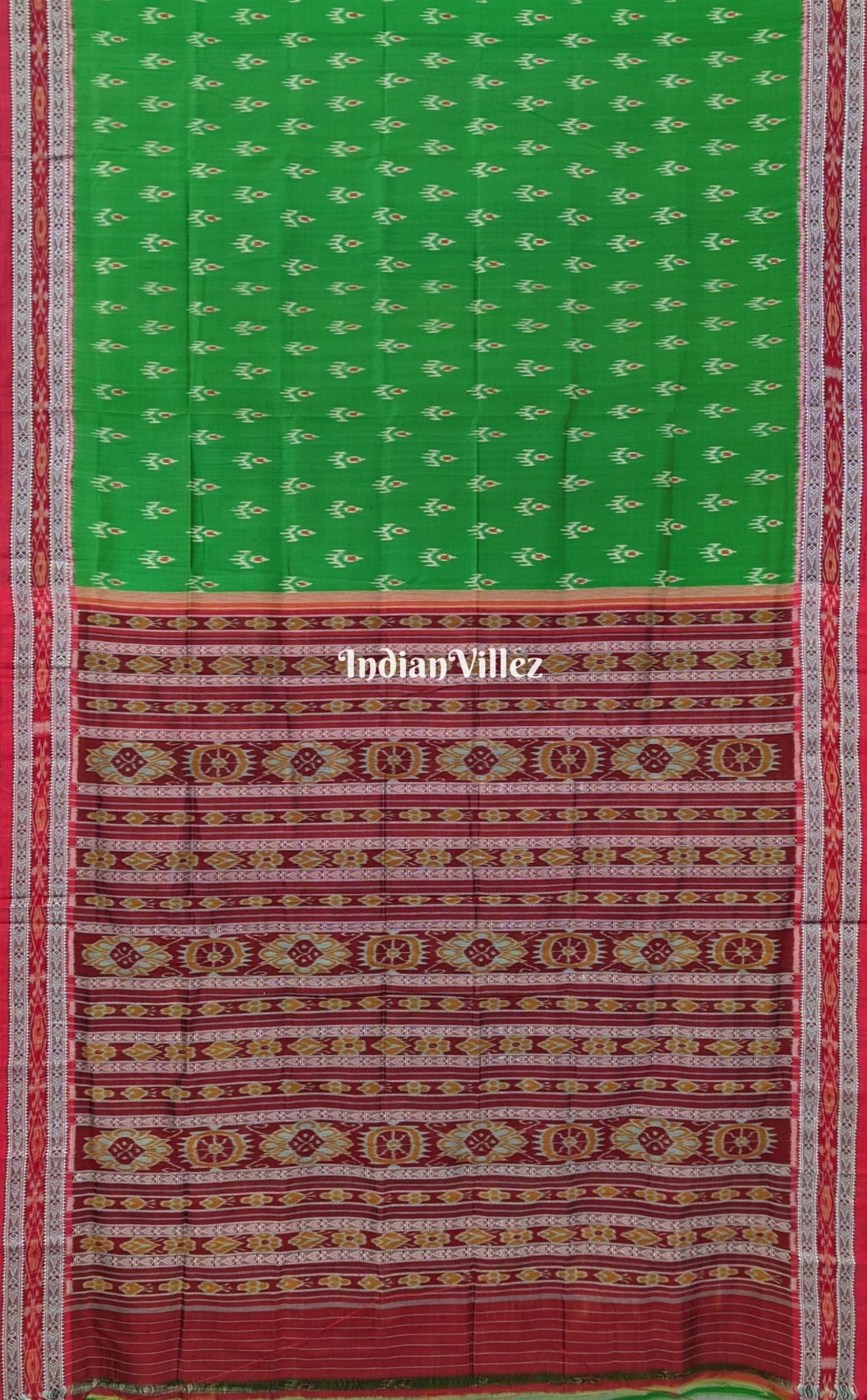 Green Mayura Chandrika with Habaspuri Border Khandua Silk Saree
