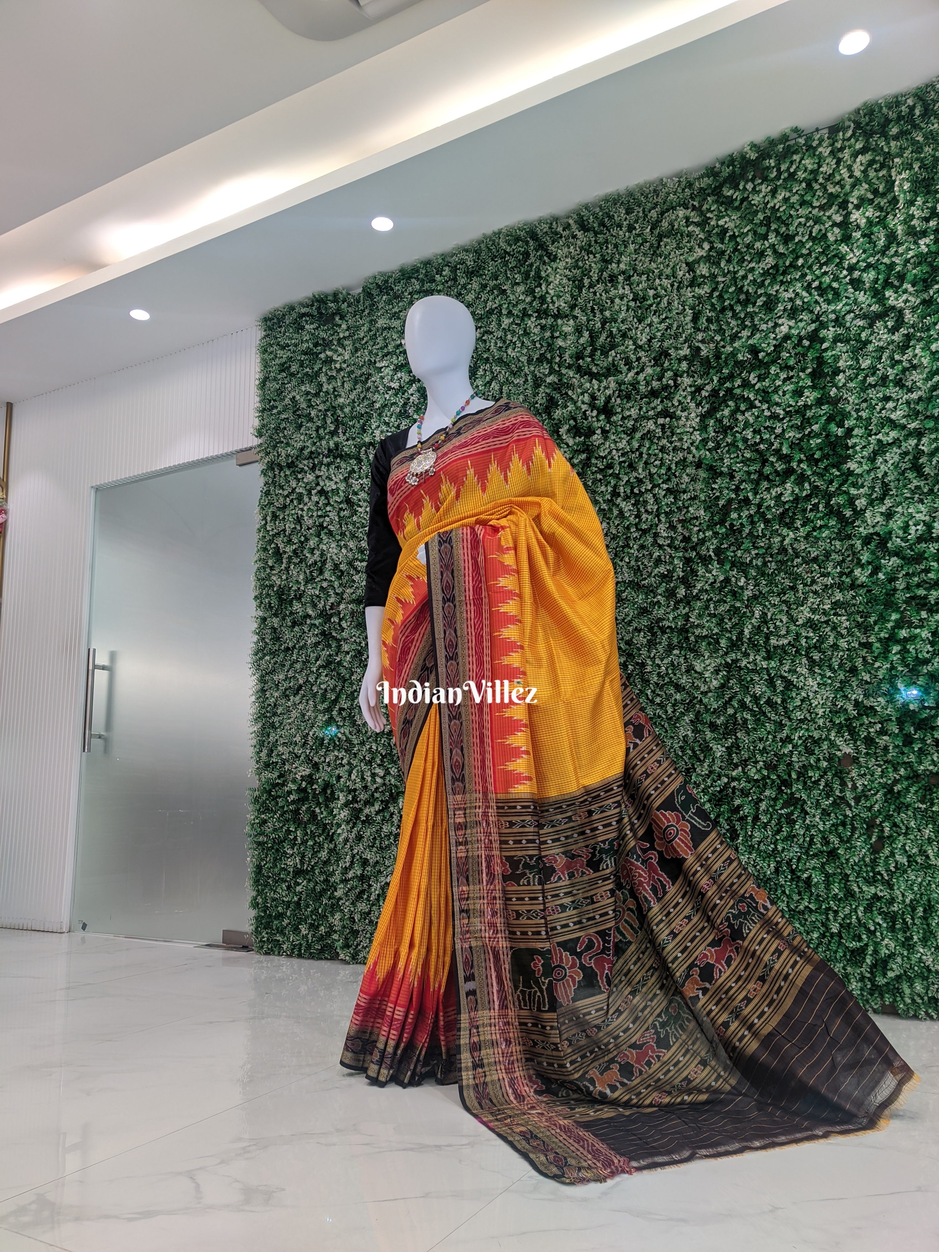Yellow Odisha Handloom Sachipar Khandua Silk Saree