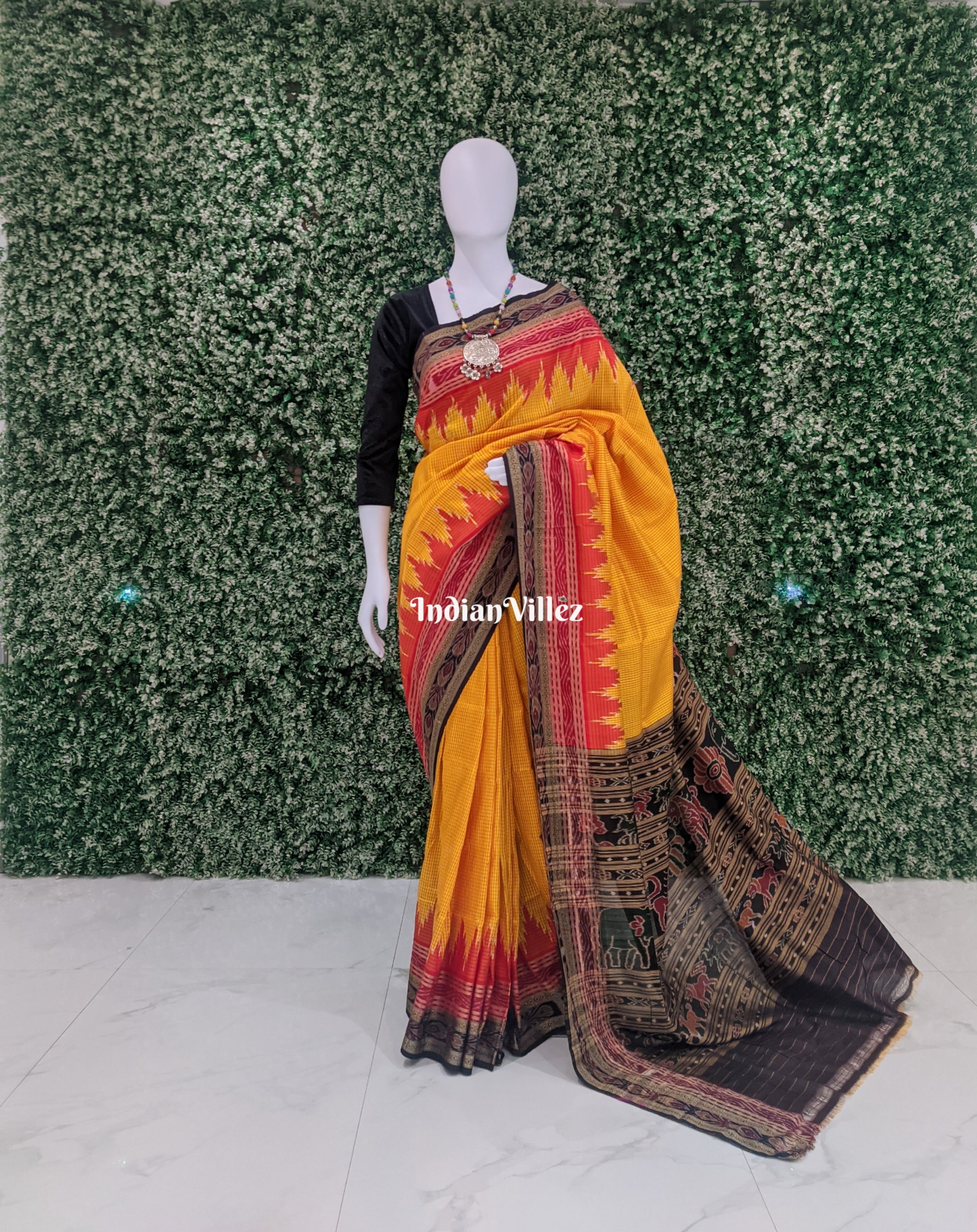 Yellow Odisha Handloom Sachipar Khandua Silk Saree