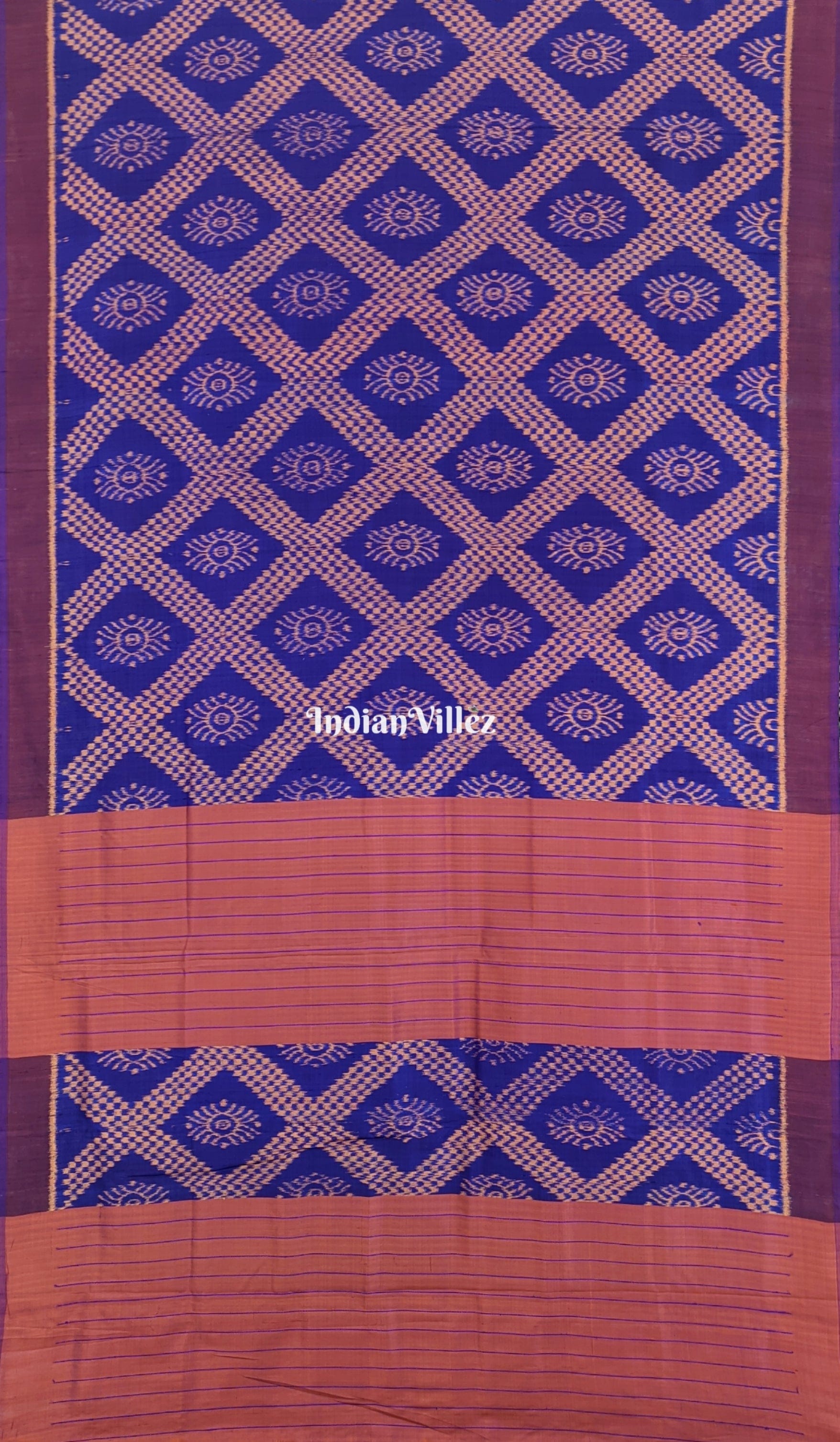 Blue Orange Tarabali Contemporary Odisha Handloom Silk Saree