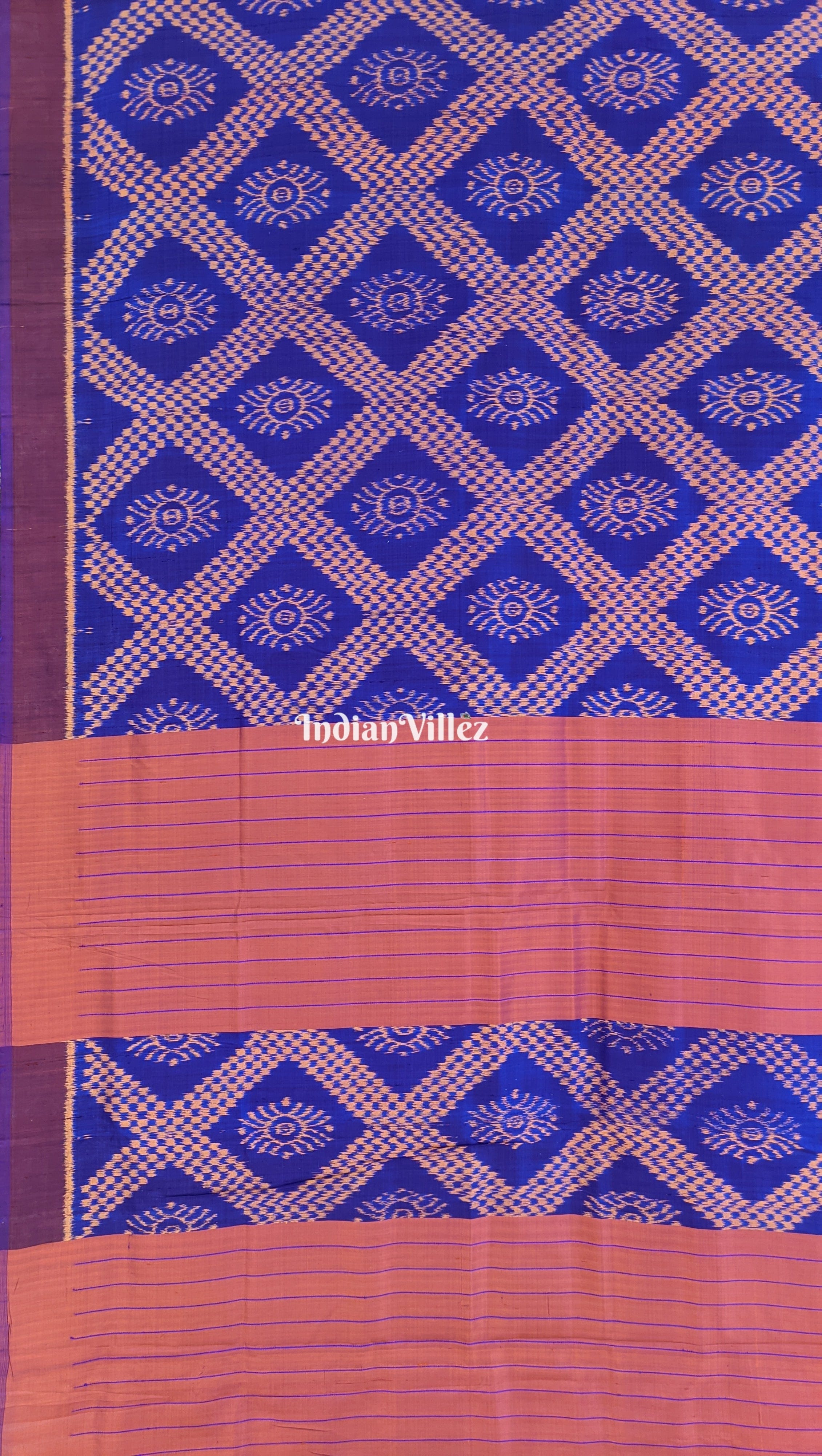 Blue Orange Tarabali Contemporary Odisha Handloom Silk Saree