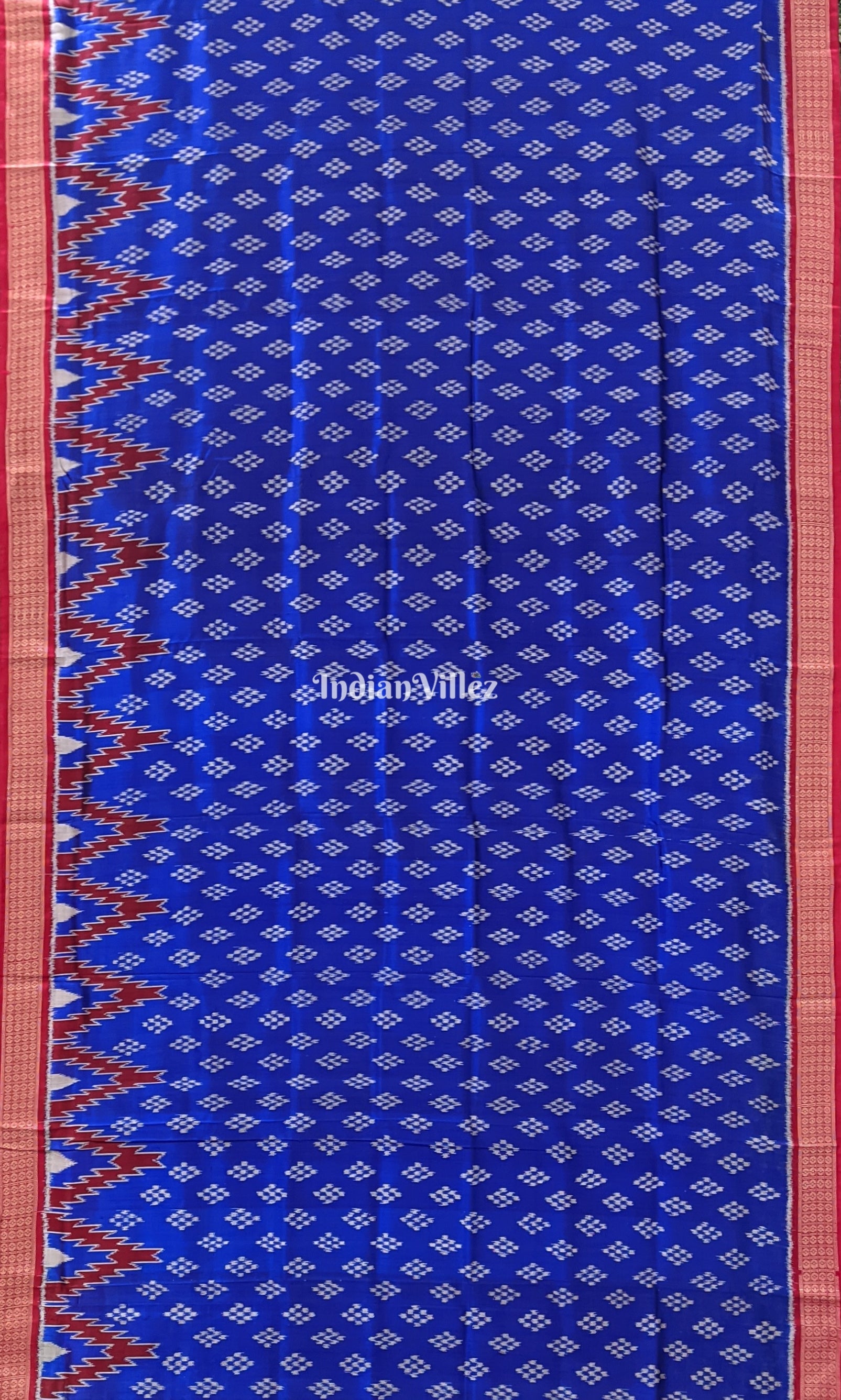 Marron Royal Blue Odisha Ikat Khandua Silk Saree