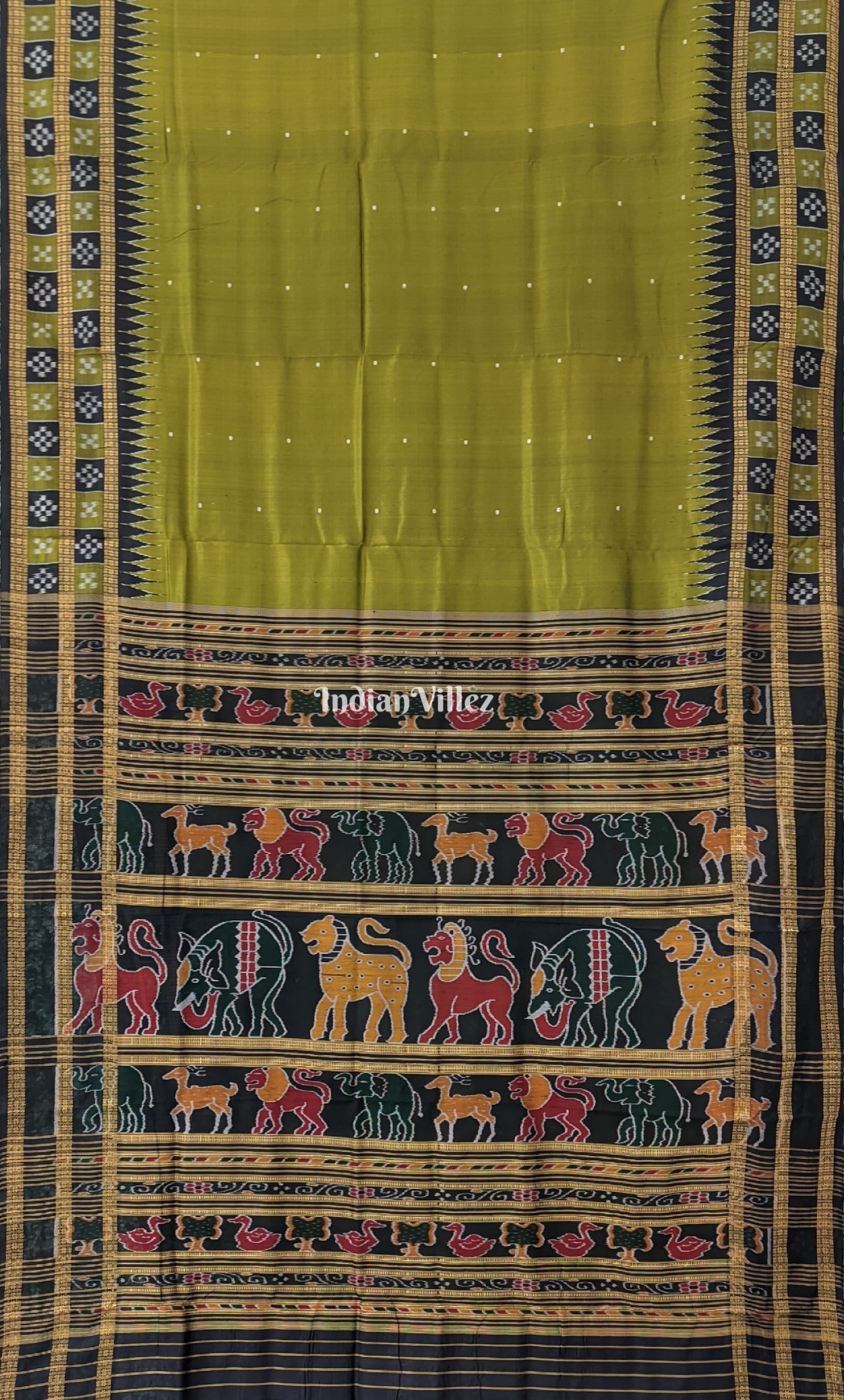 Mehendi Green Odisha Handloom Khandua Silk Saree