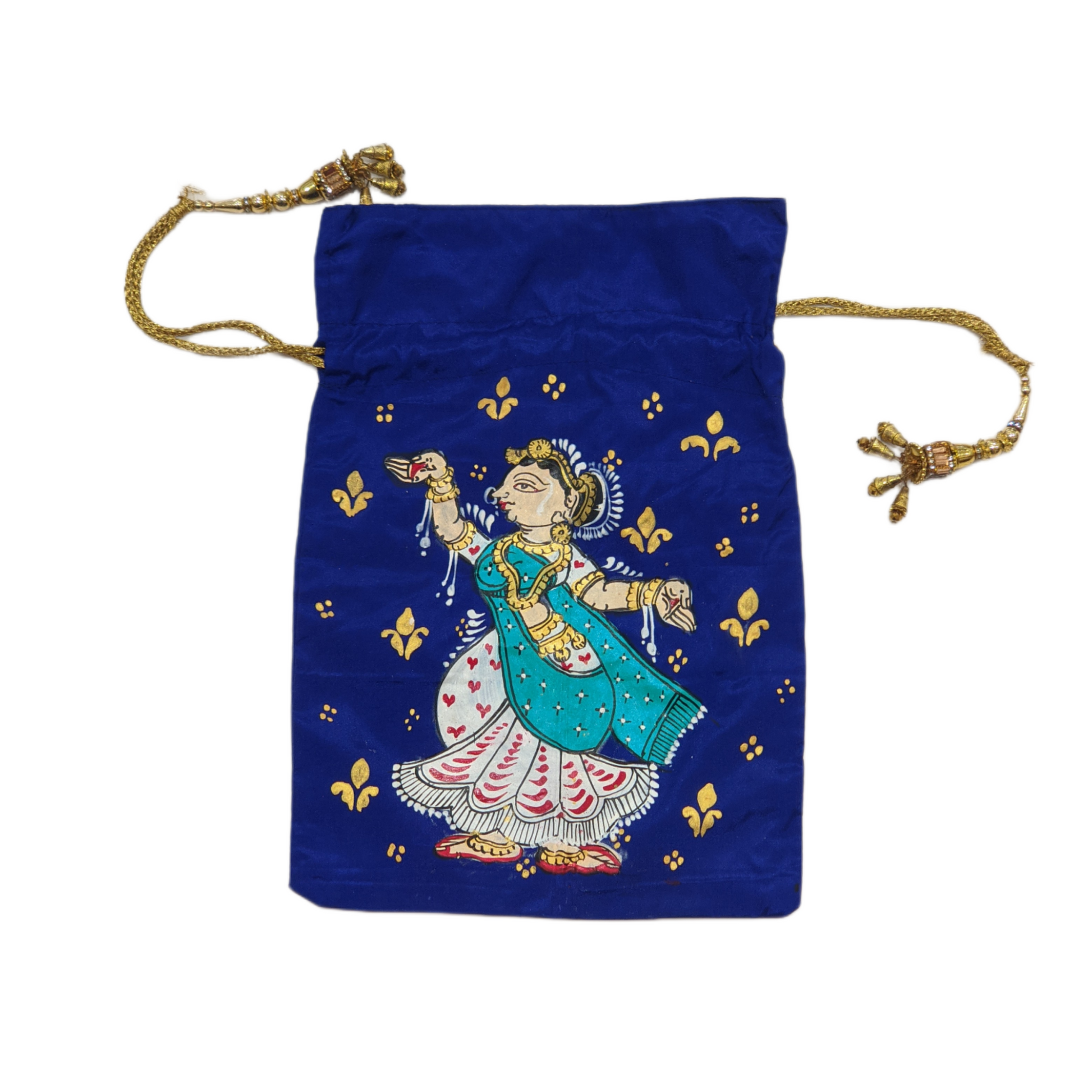 Royal Blue Hand Painted Nartaki Pattachitra Potli Bag