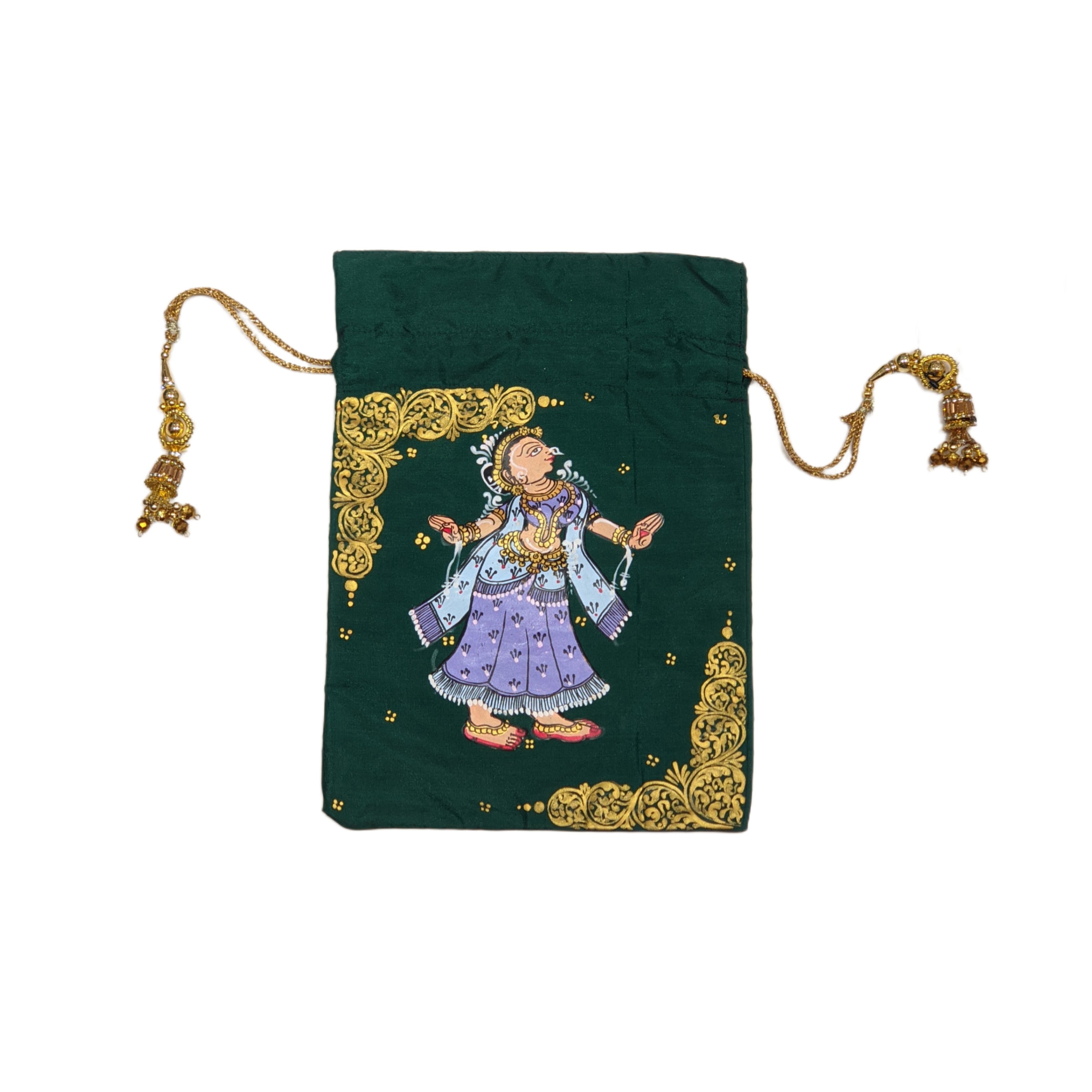 Green Nartaki Pattachitra Potli Bag