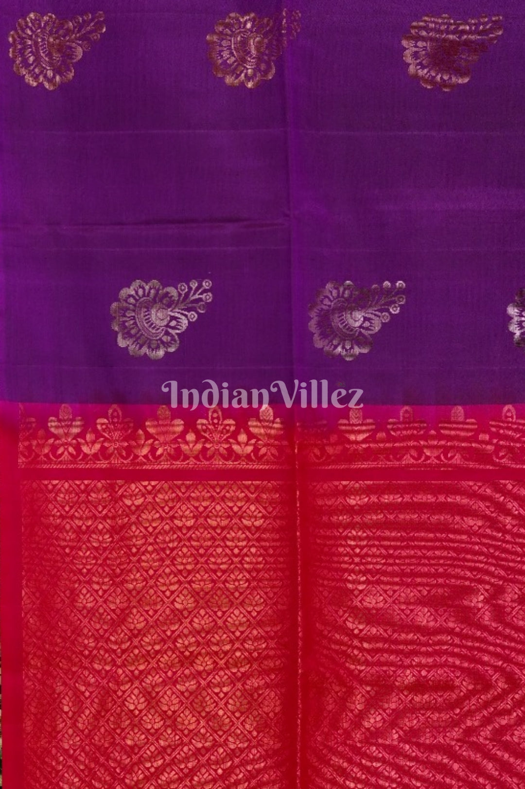 Purple With Pink Pure Kanjivaram Soft Silk Saree