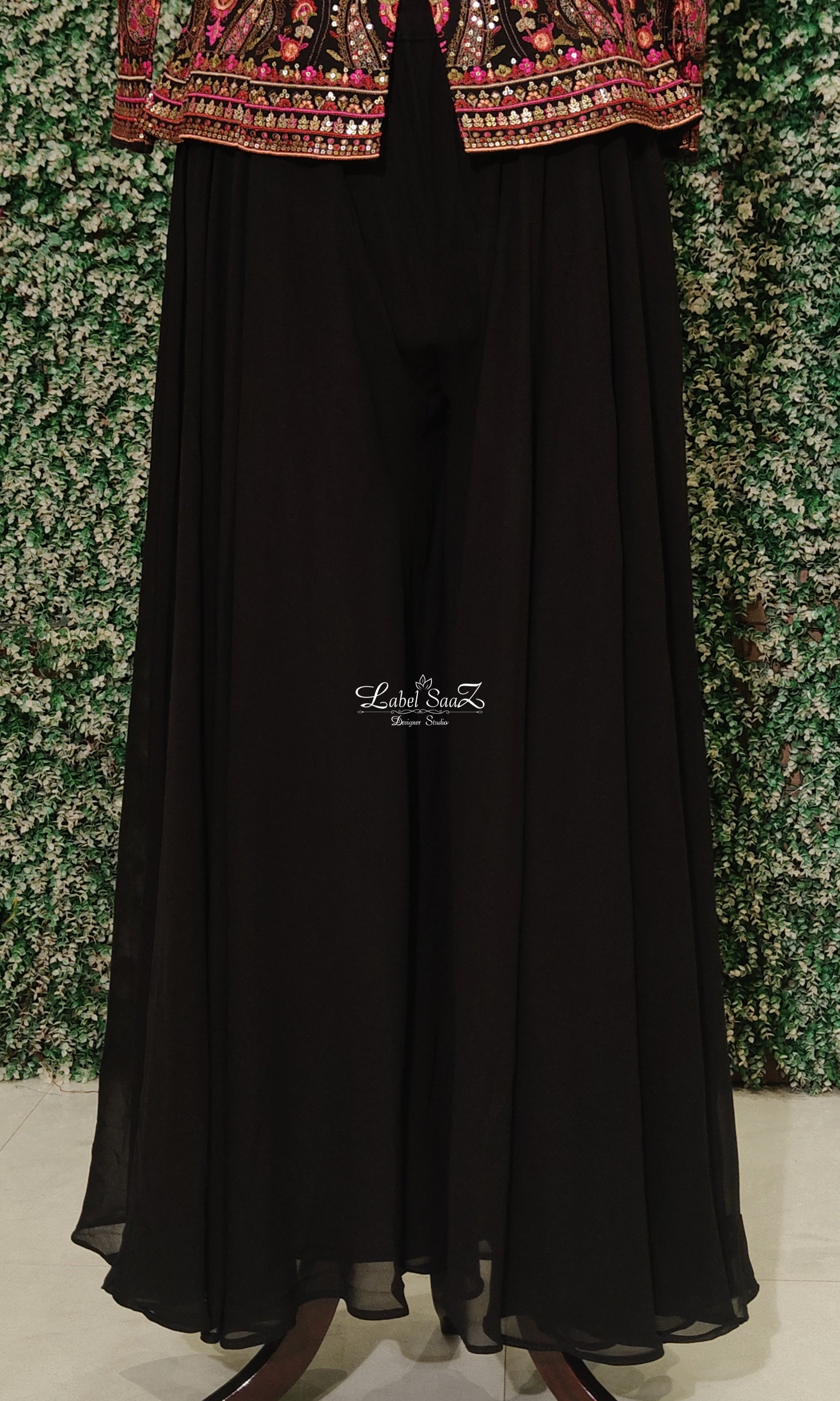 Designer Red Black Embroidered Kurta Set with Sharara and Dupatta