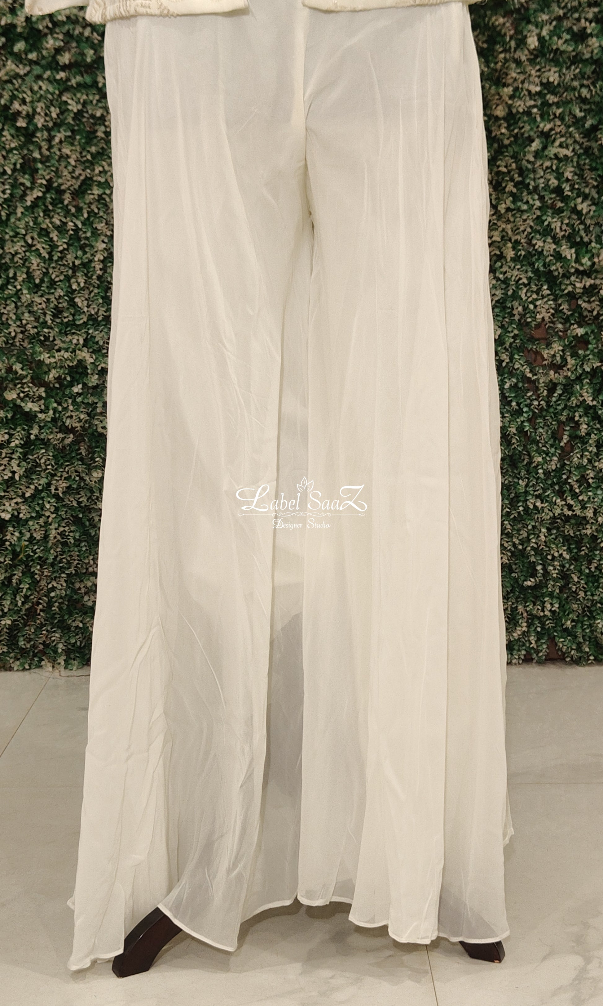 White Cutdana Sequin Kurta Set with Sharara and Dupatta 