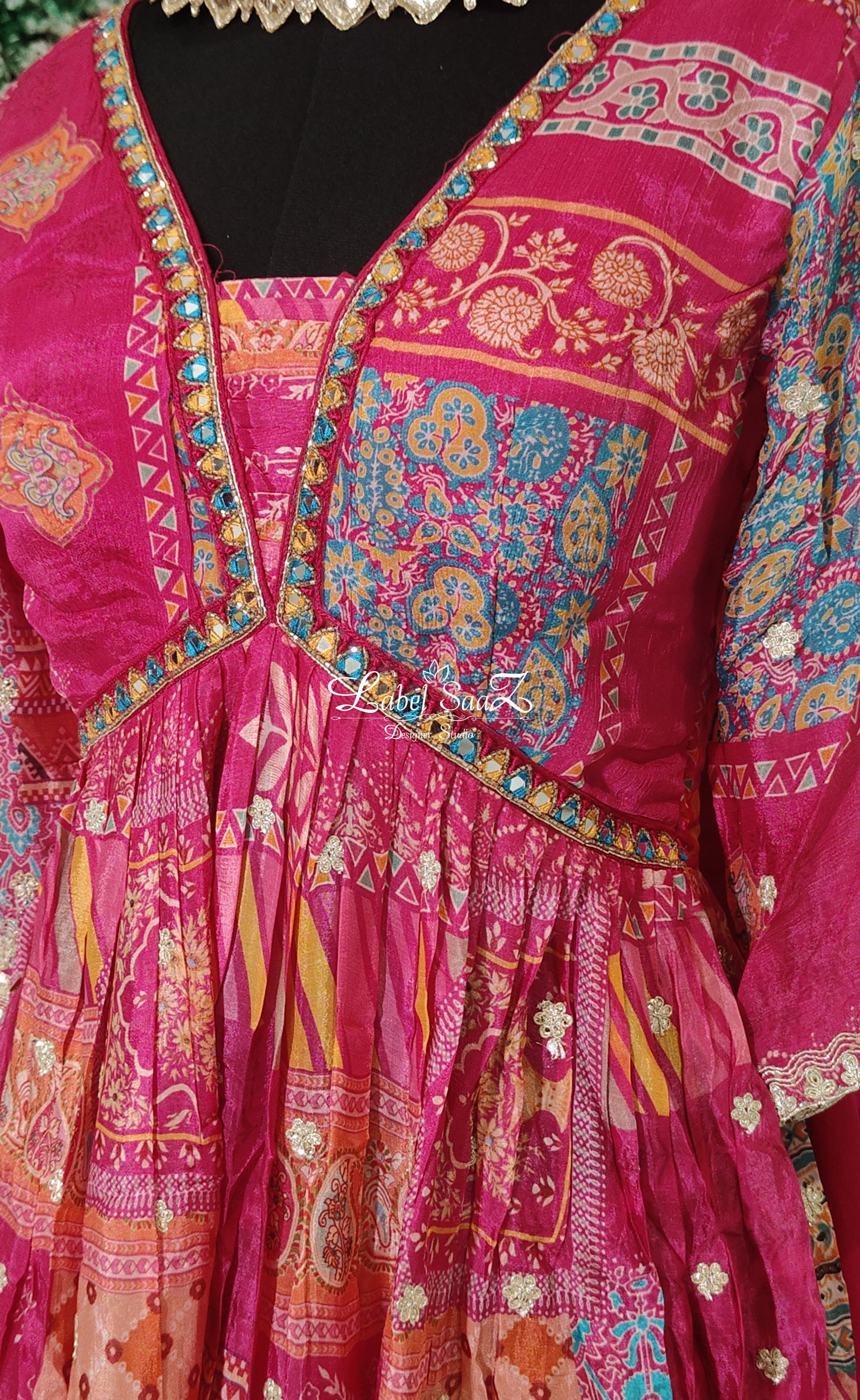 Hot Pink Palazzo Set in Alia Cut Design