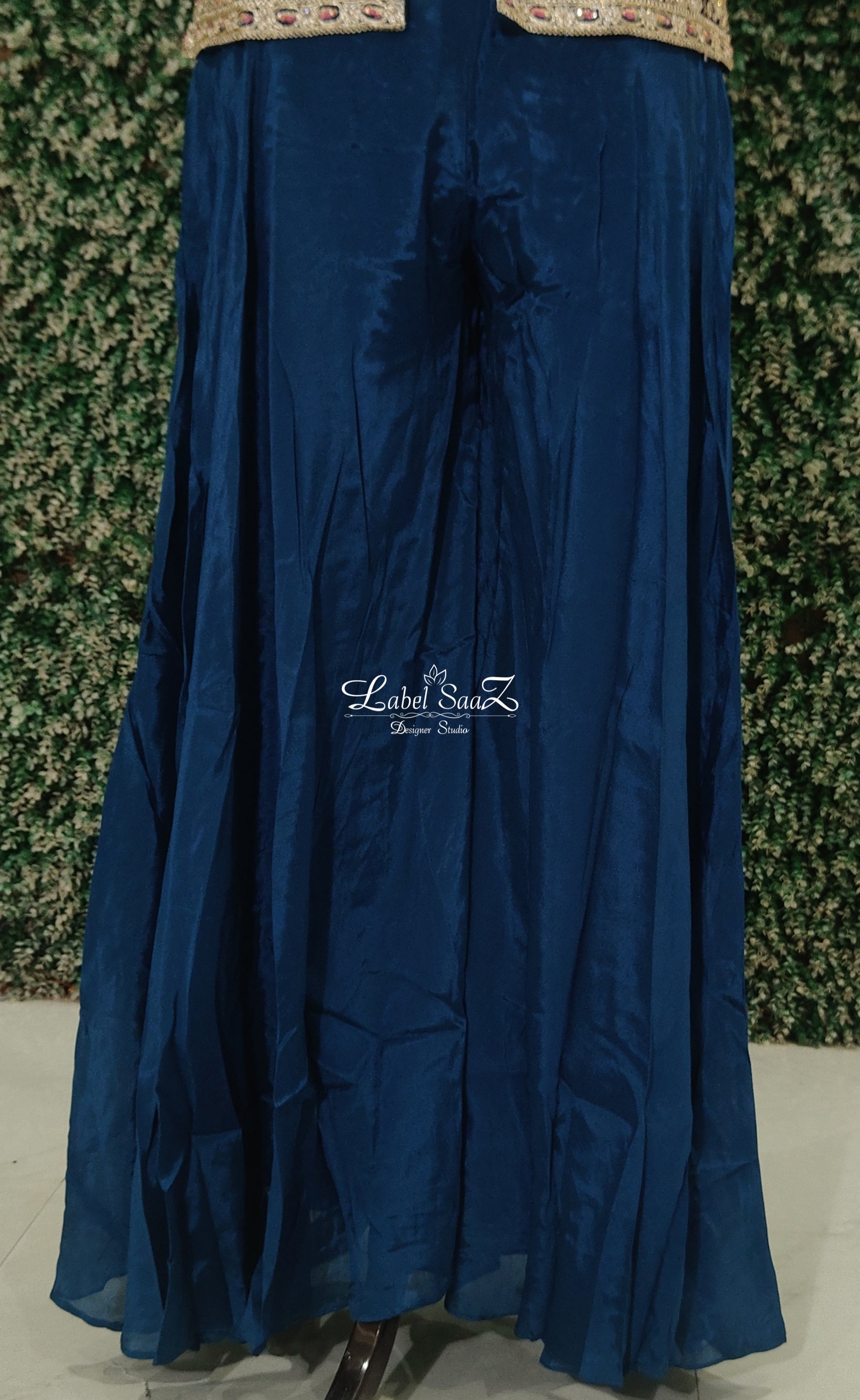 Indigo Blue Embroidered Sharara Set With Dupatta 