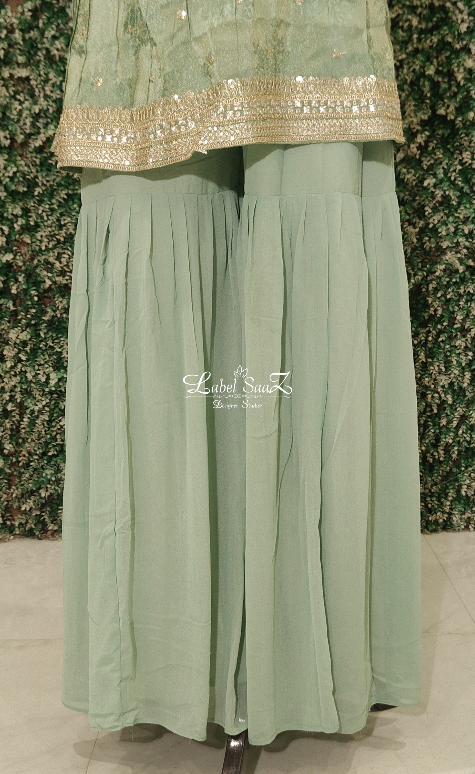 Pastel Green Kurta with Sharara Set & Dupatta 