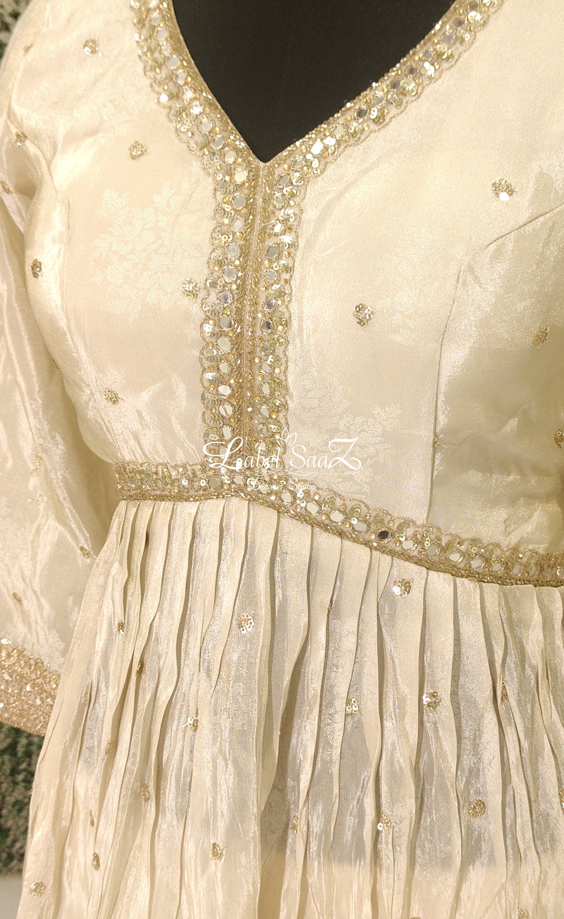 Off White Embroidered Sharara Set Set & Dupatta 