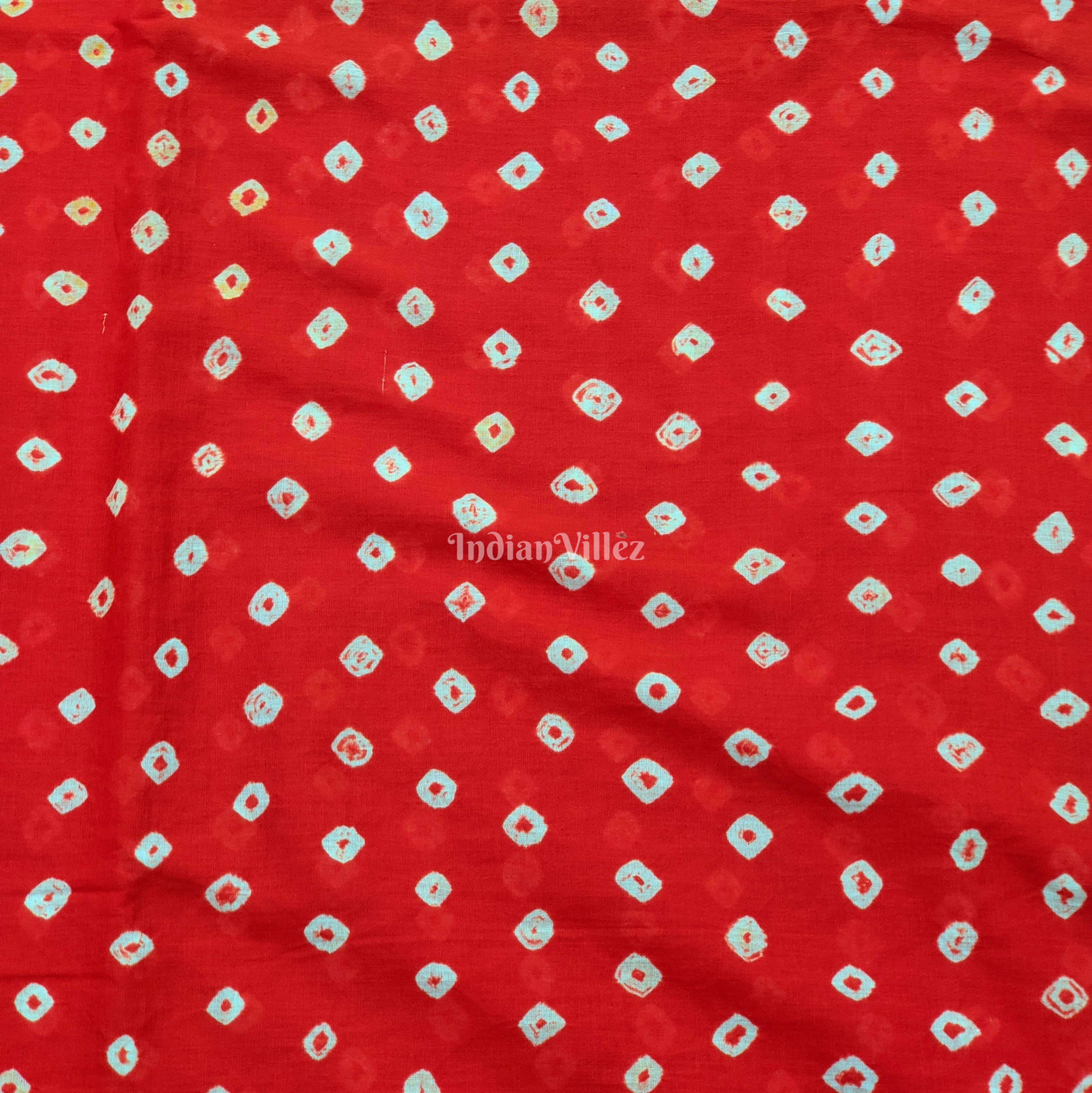 Red Hand Block Printed Cotton Fabric
