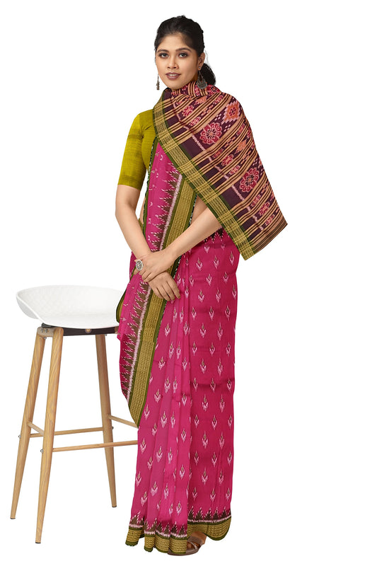 Pink Mayur Chandrika Khandua Silk Saree
