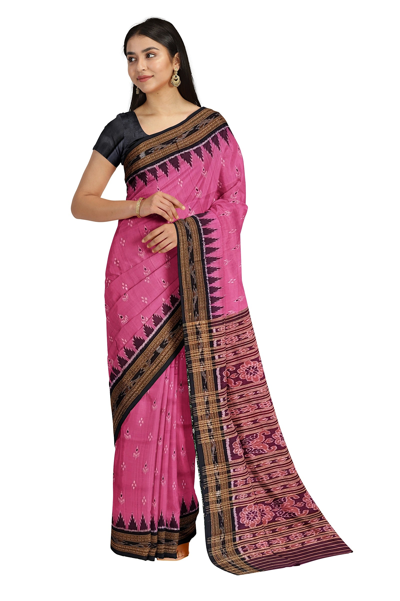 Pink Mayur Chandrika Odisha Handloom Khandua Silk Saree