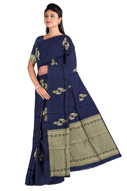 Golden Blue Kanjivaram Soft Silk Saree
