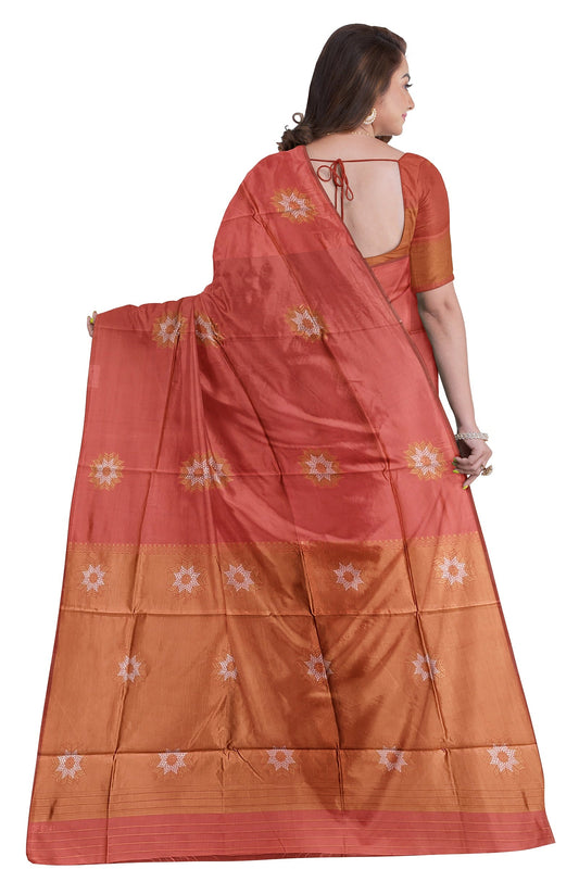 Peach Kanjivaram Soft Silk Saree