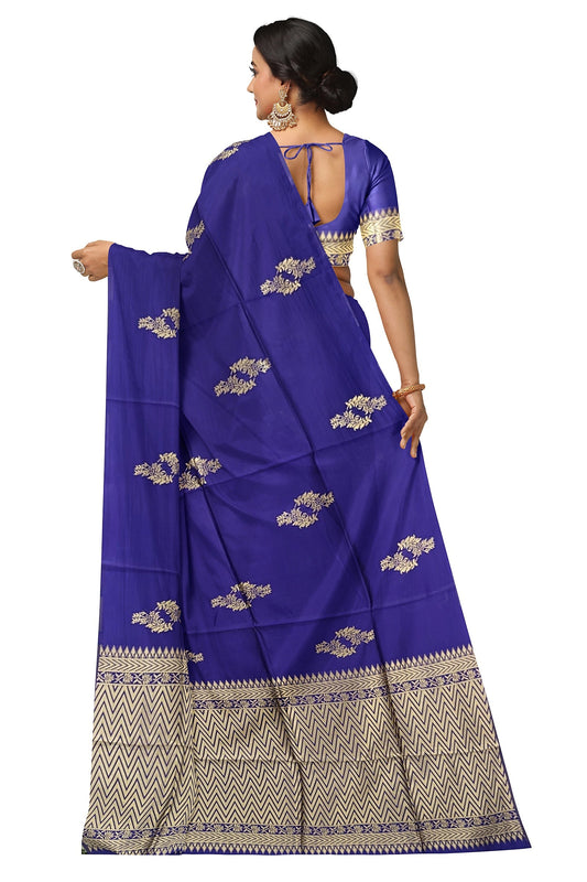 Golden Blue Kanjivaram Soft Silk Saree
