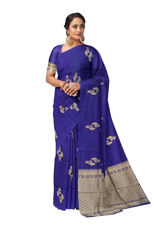 Golden Blue Kanjivaram Soft Silk Saree