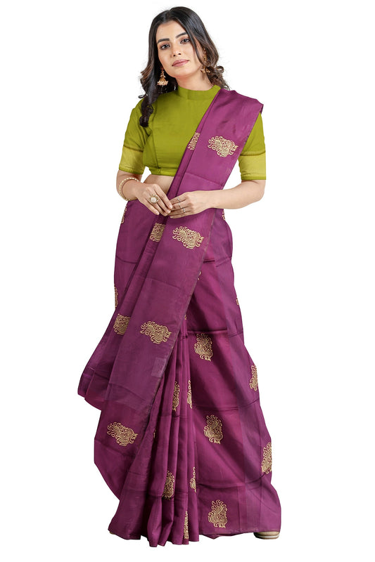 Purple Green Kanjivaram Soft Silk Saree