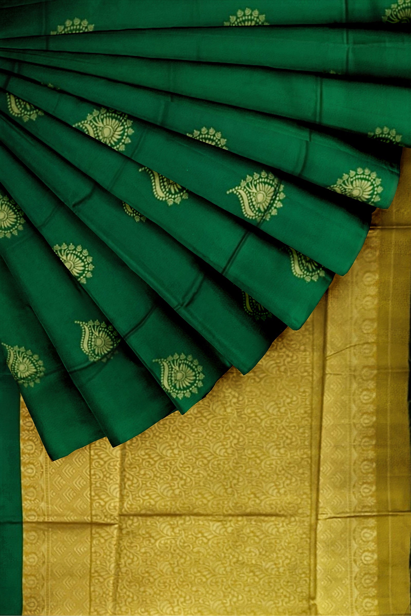 Green With Golden  Kanjivaram Soft Silk Saree
