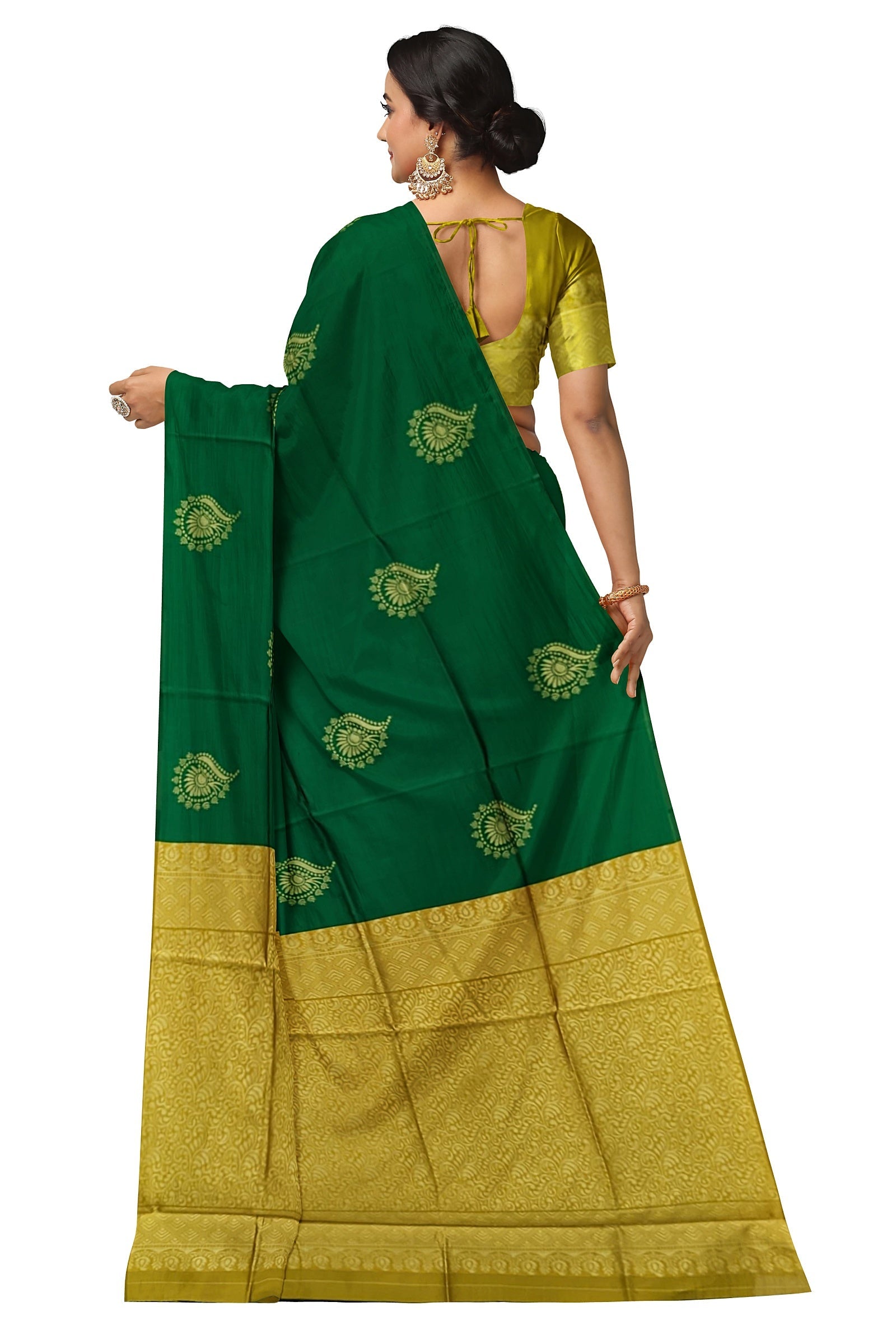 Green With Golden  Kanjivaram Soft Silk Saree