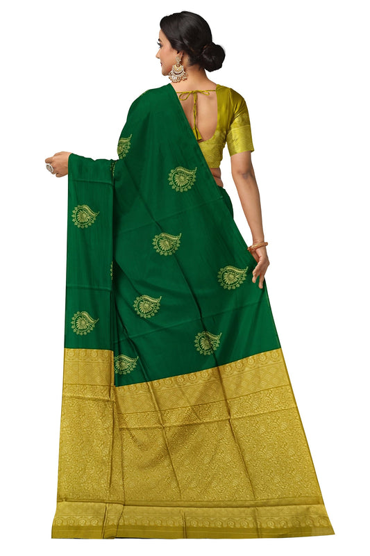 Green With Golden  Kanjivaram Soft Silk Saree