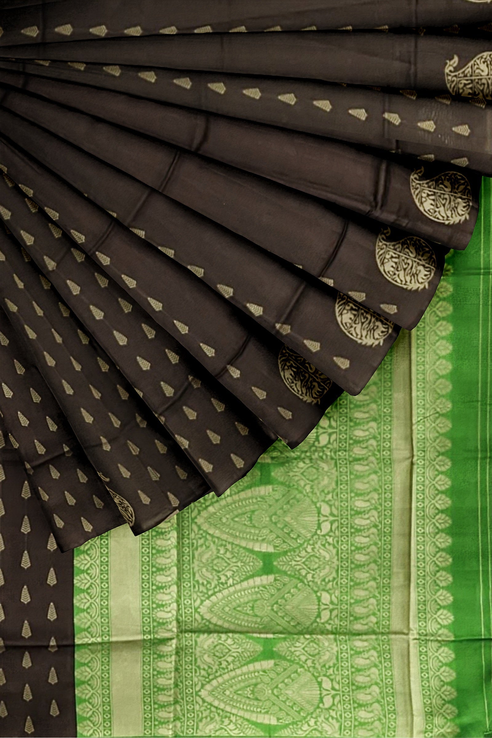 Coffee Green Kanjivaram Soft Silk Saree