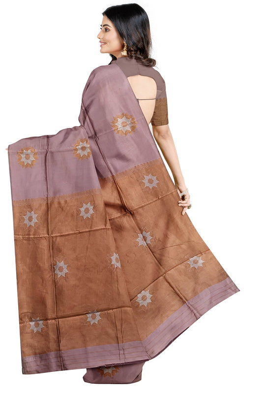 Light Coral With Copper Kanjivaram Soft Silk Saree