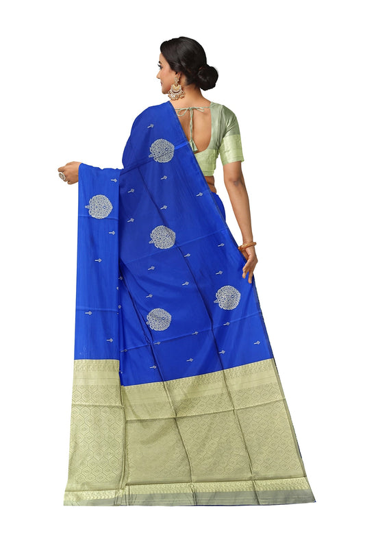 Golden Blue Kanjivaram Soft Silk Saree