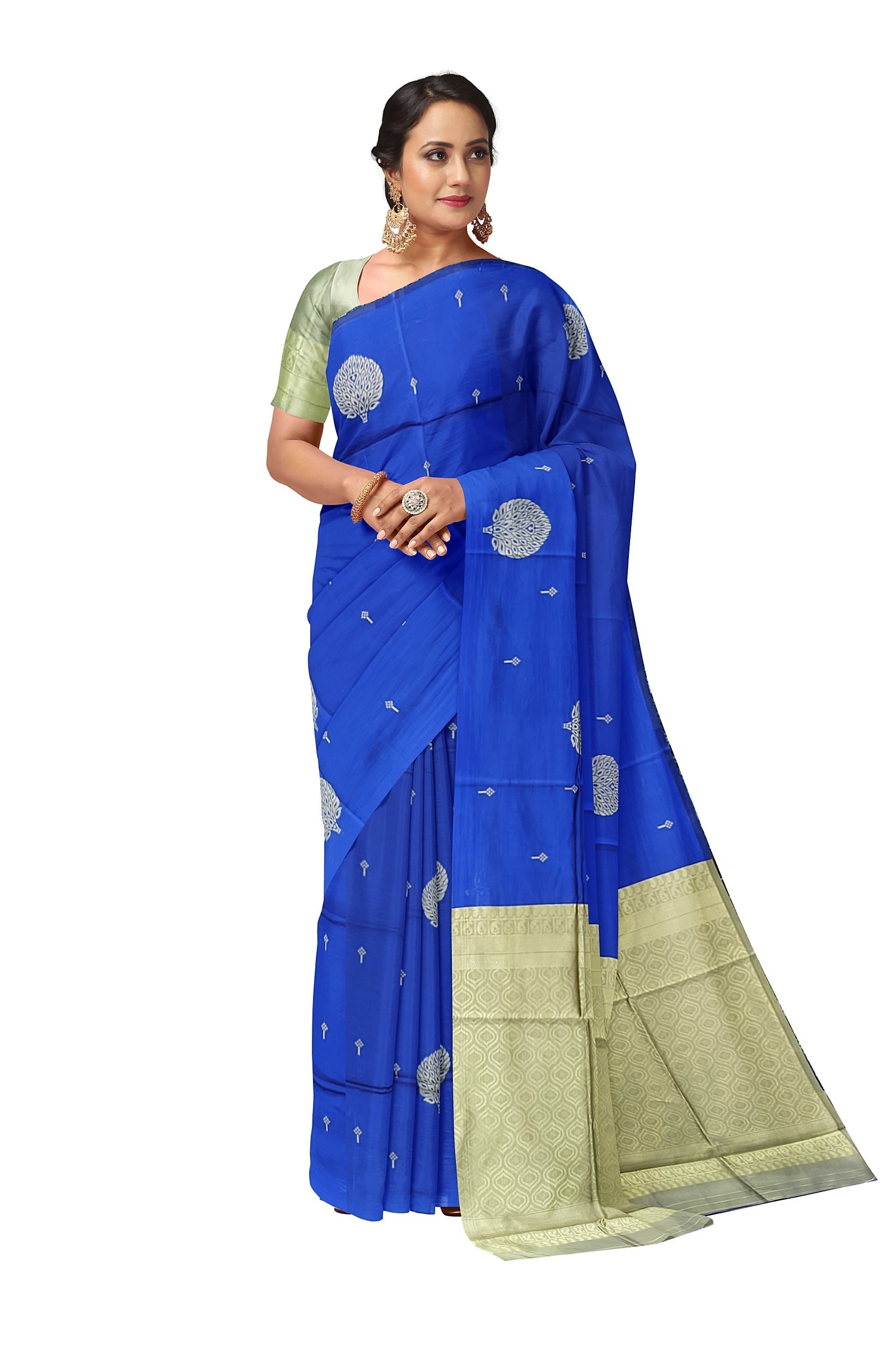 Golden Blue Kanjivaram Soft Silk Saree