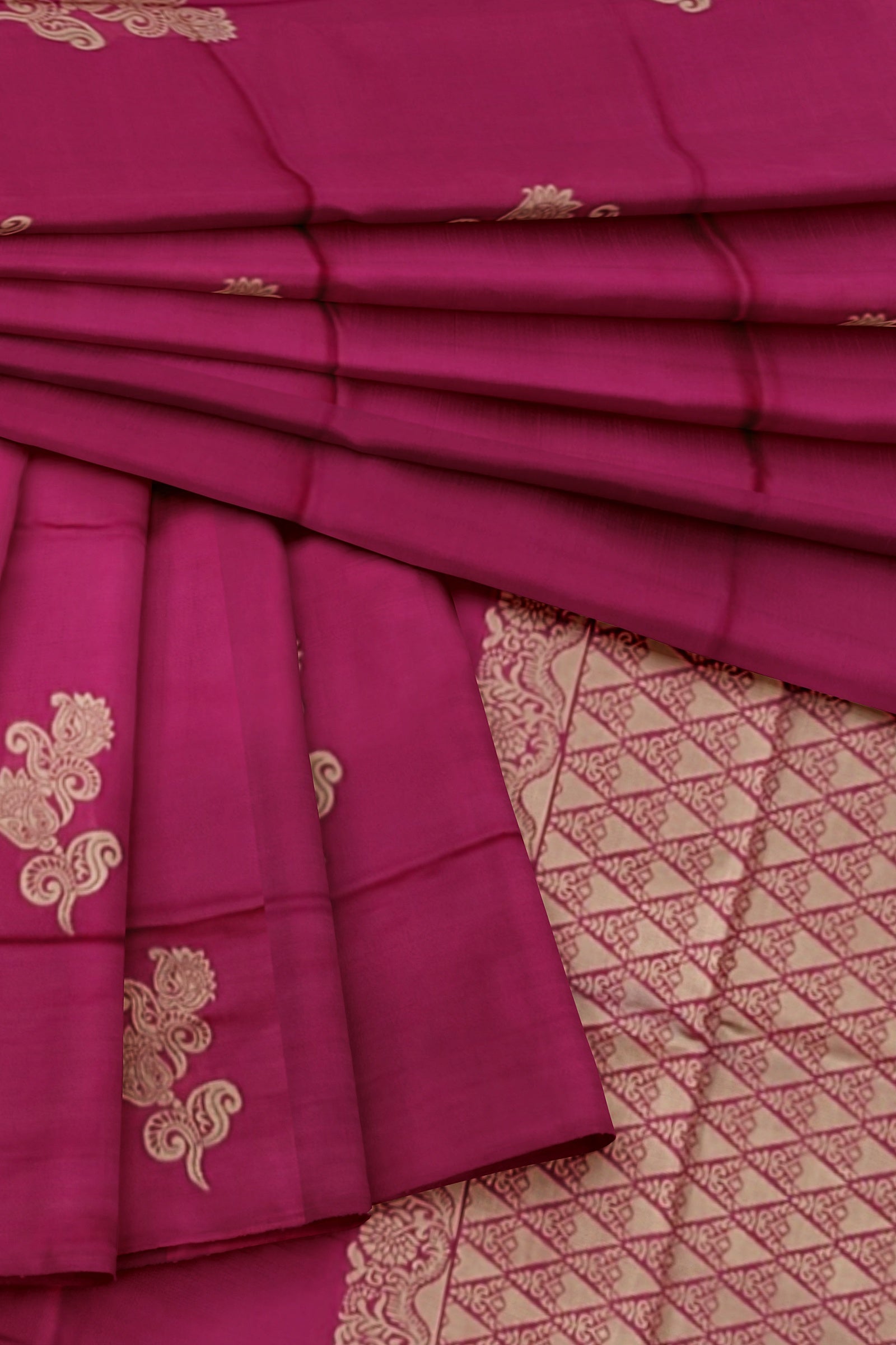 Pink Golden Kanjivaram Soft Silk Saree