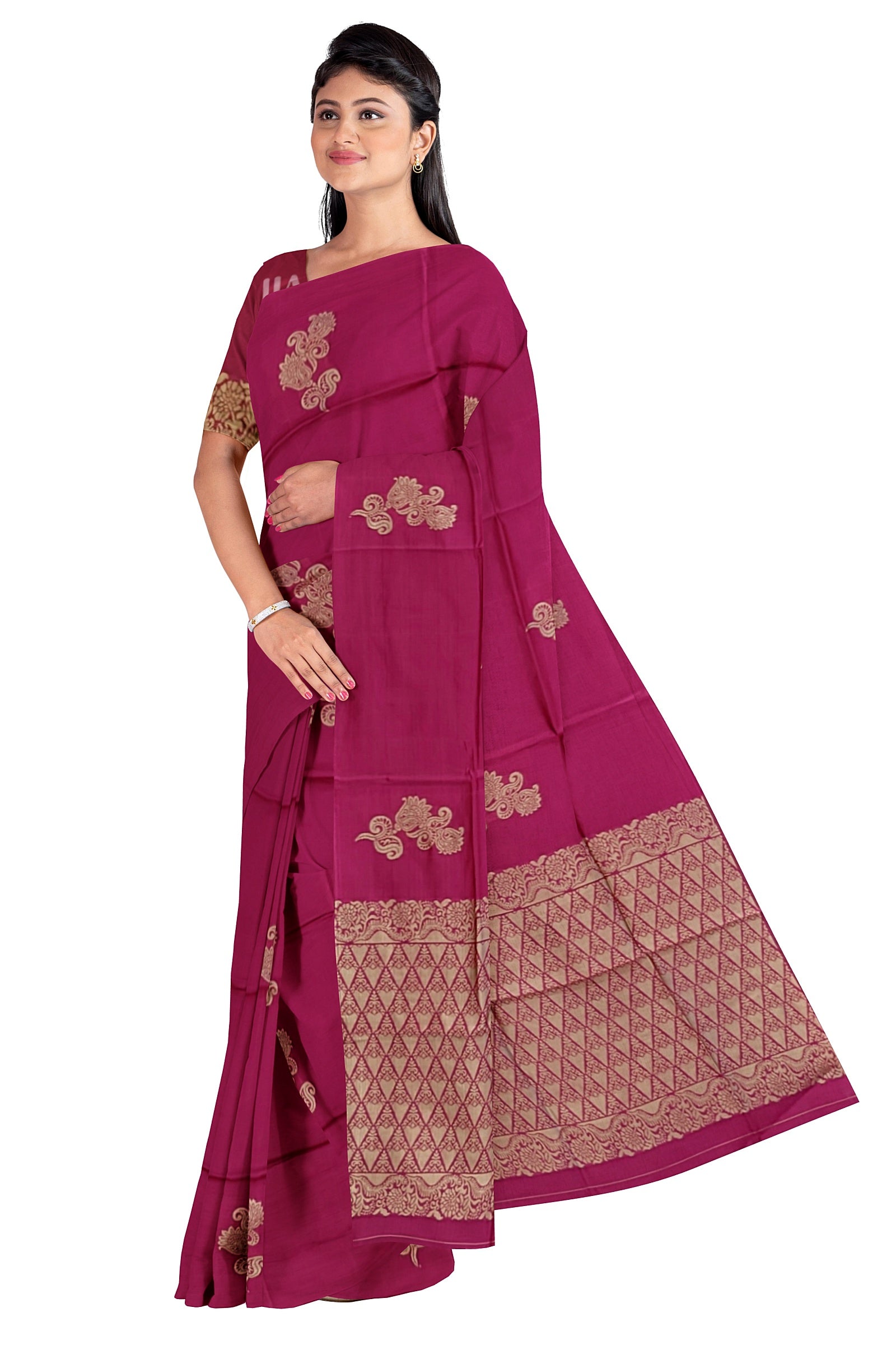 Pink Golden Kanjivaram Soft Silk Saree