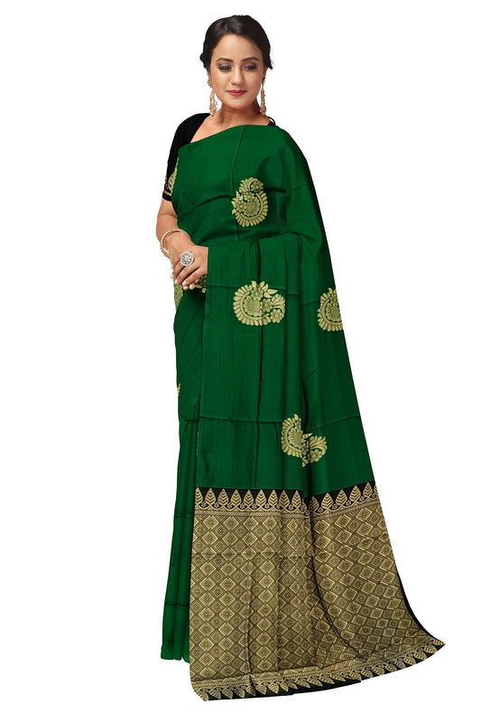 Green Black Kanjivaram Soft Silk Saree