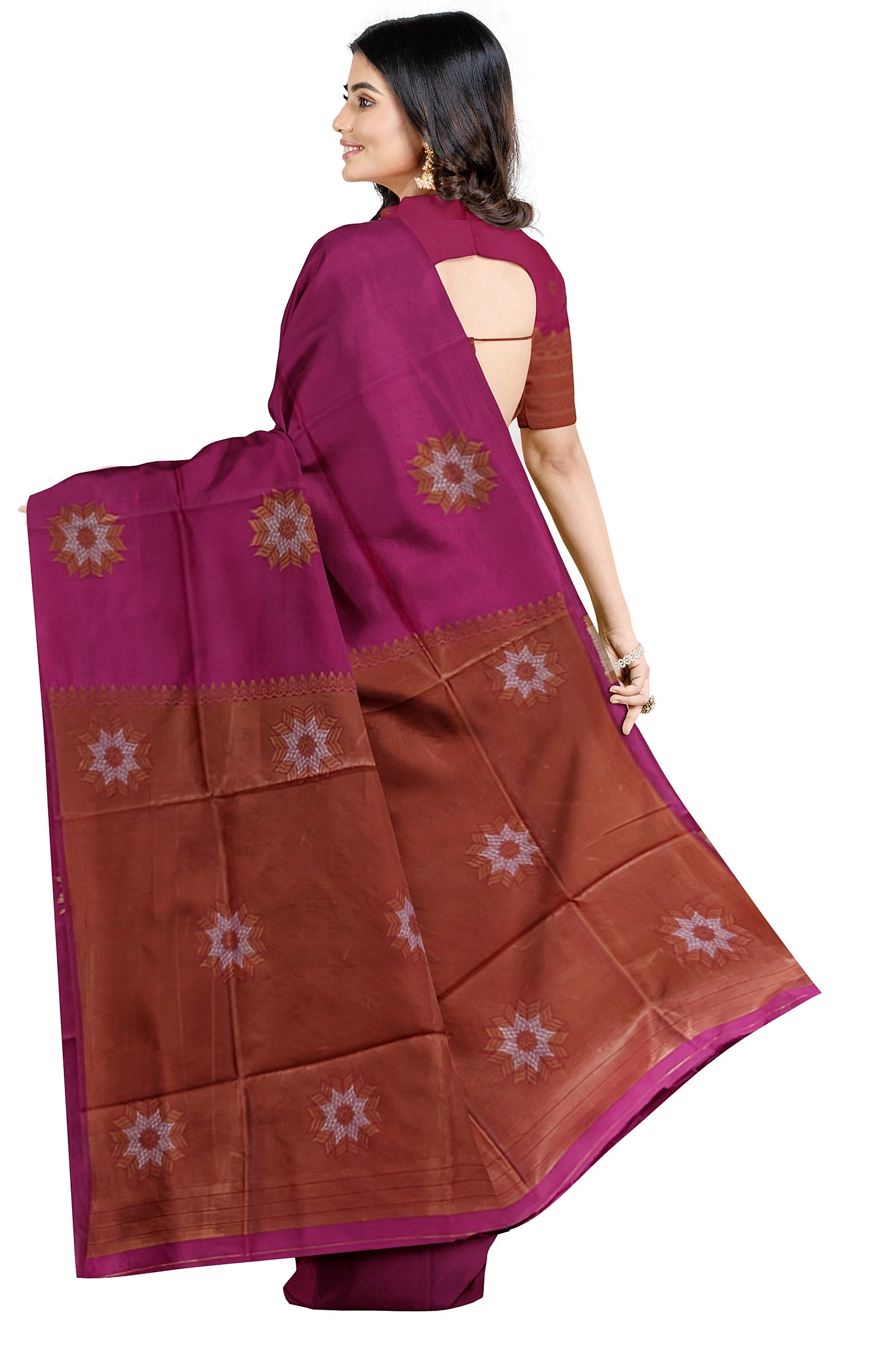Pink Floral Design Kanjivaram Soft Silk Saree