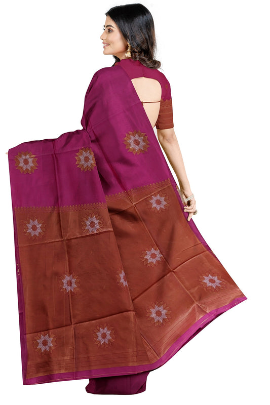 Pink Floral Design Kanjivaram Soft Silk Saree