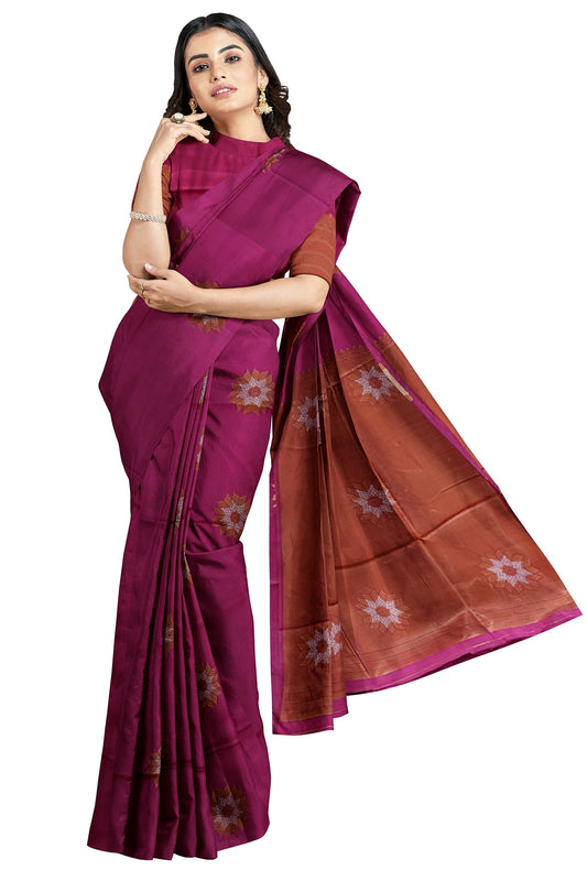 Pink Floral Design Kanjivaram Soft Silk Saree