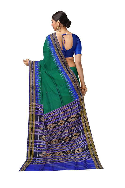 Deep Green Butta Design Odisha Ikat Khandua Silk Saree
