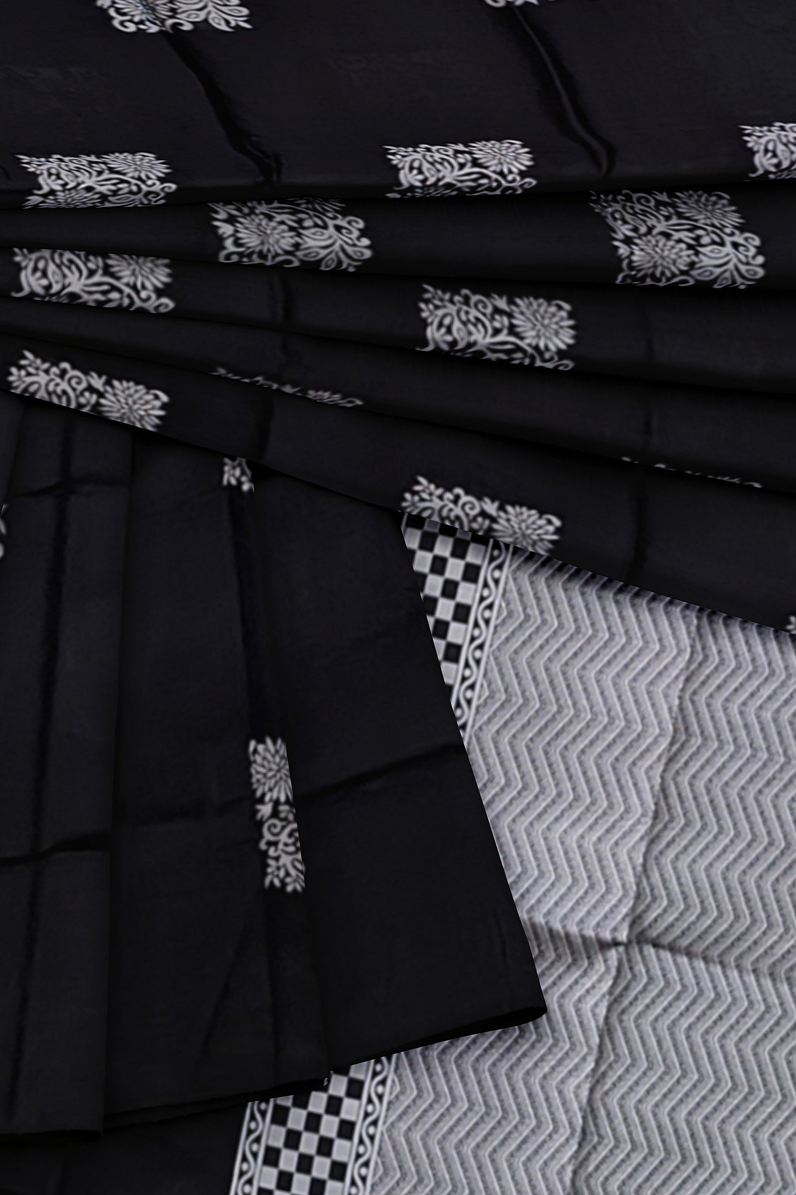 Black Silver Kanjivaram Soft Silk Saree