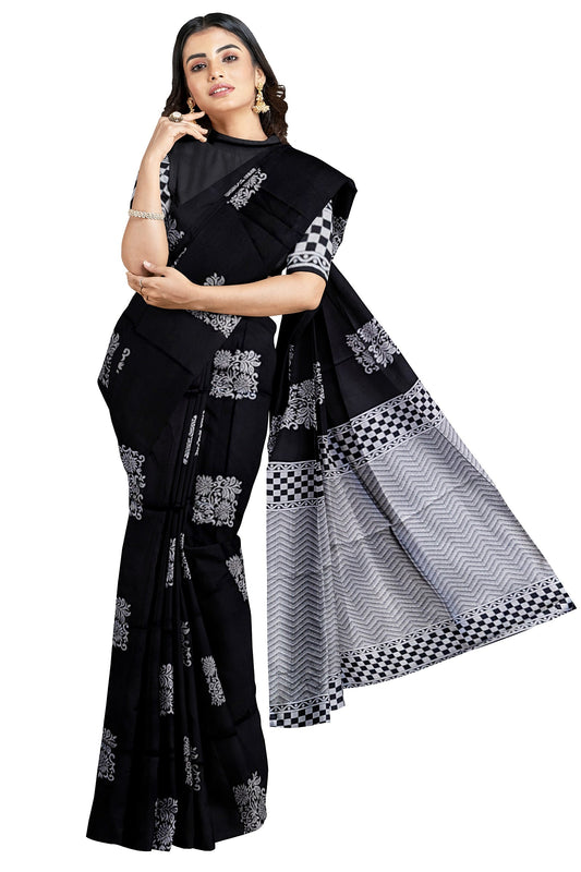 Black Silver Kanjivaram Soft Silk Saree