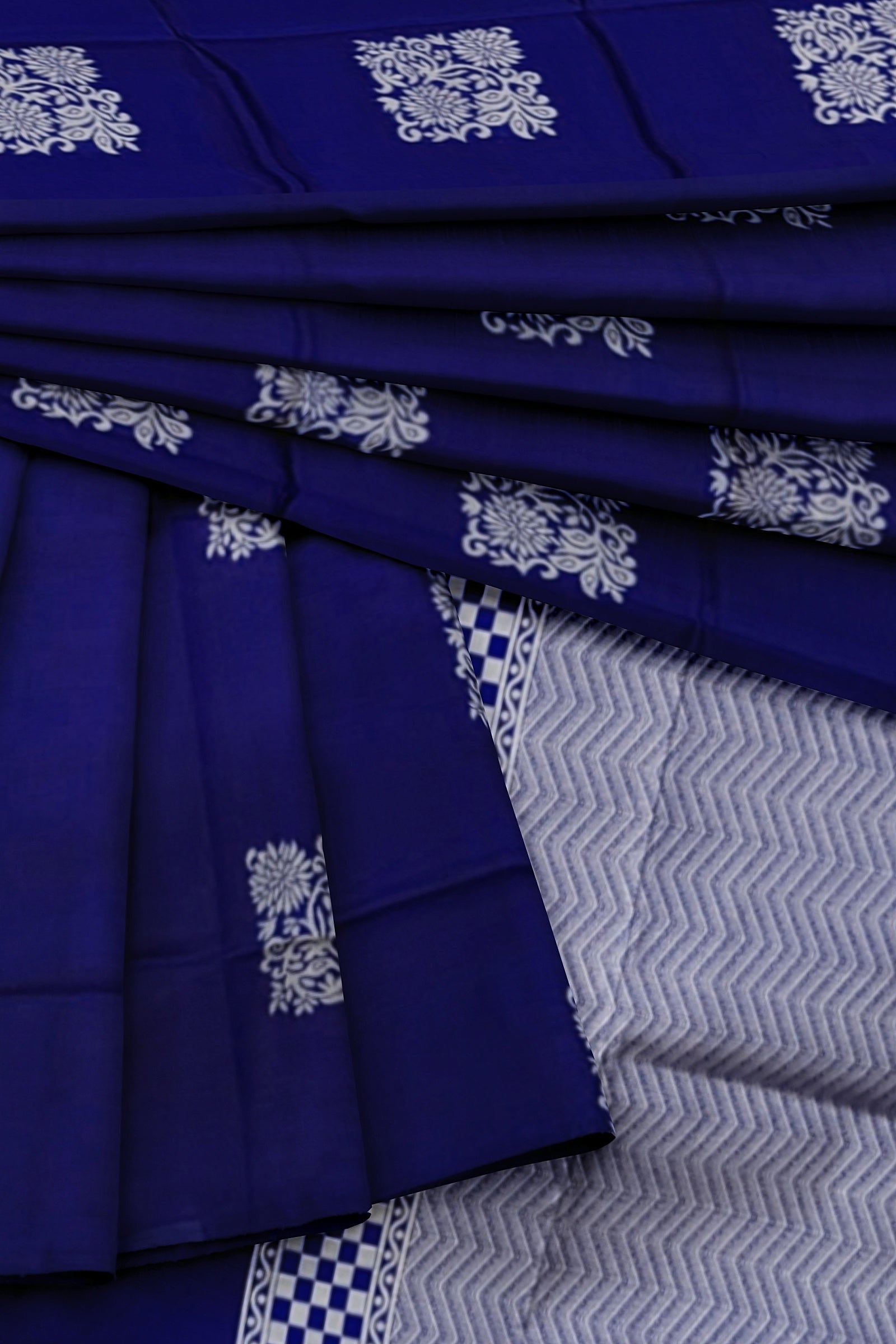 Blue Silver Kanjivaram Soft Silk Saree