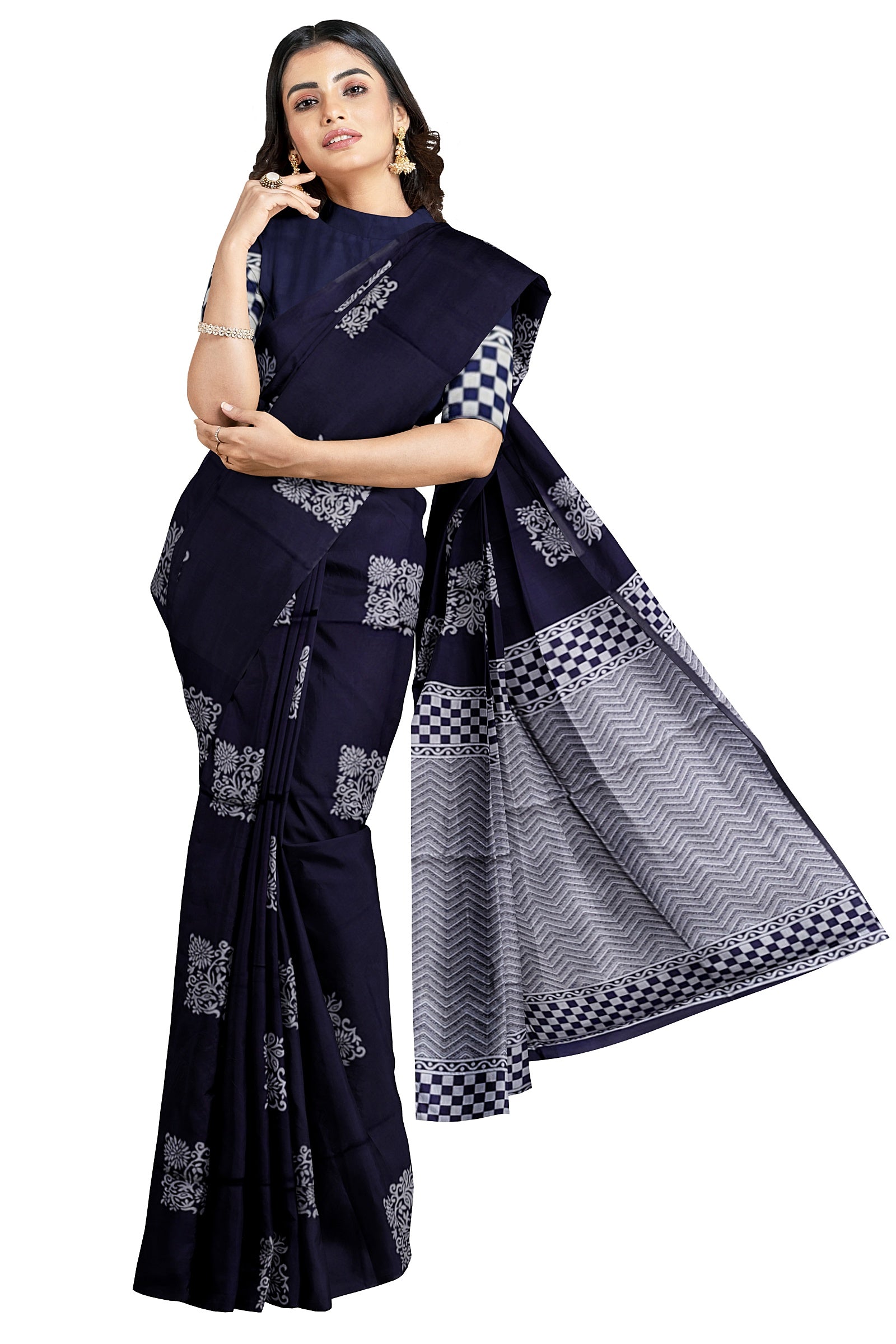 Black Silver Kanjivaram Soft Silk Saree