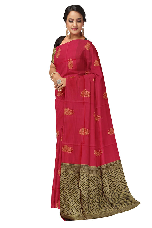 Red Maroon Kanjivaram Soft Silk Saree