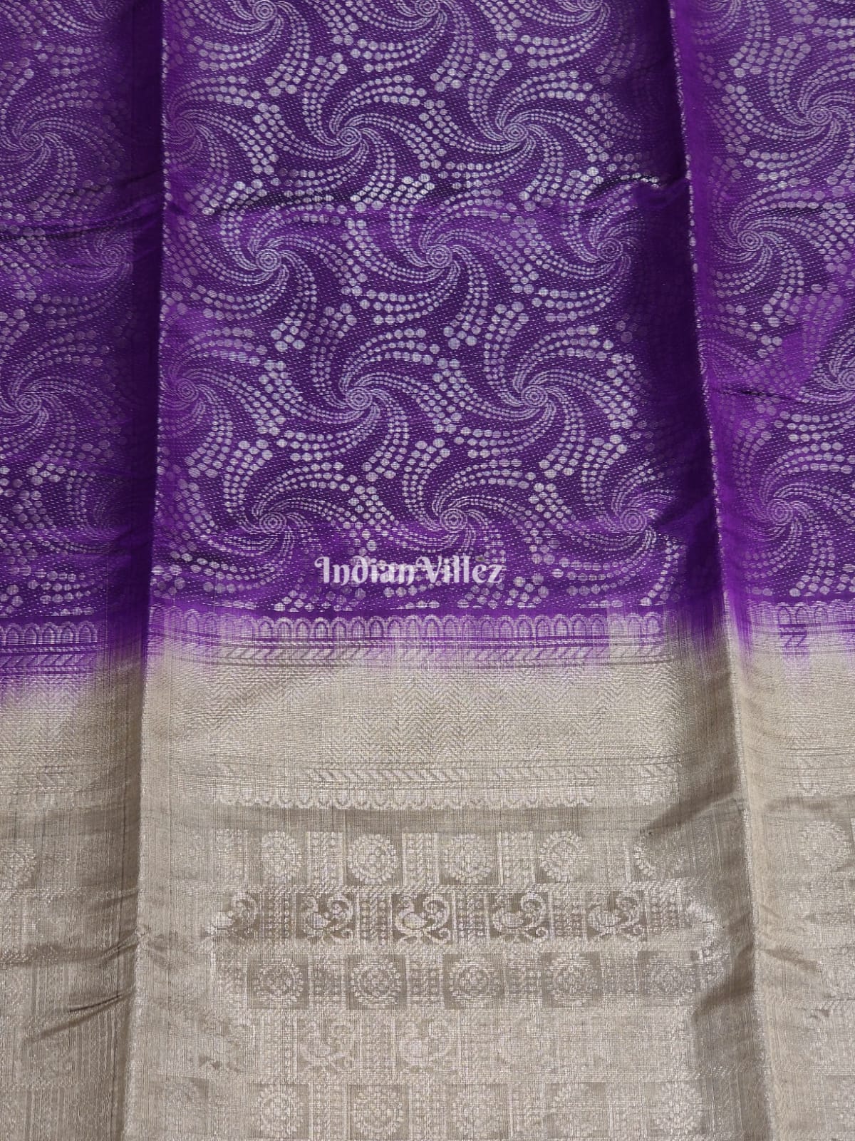 Purple with Moss Green Handloom Kanjivaram Soft Silk Saree