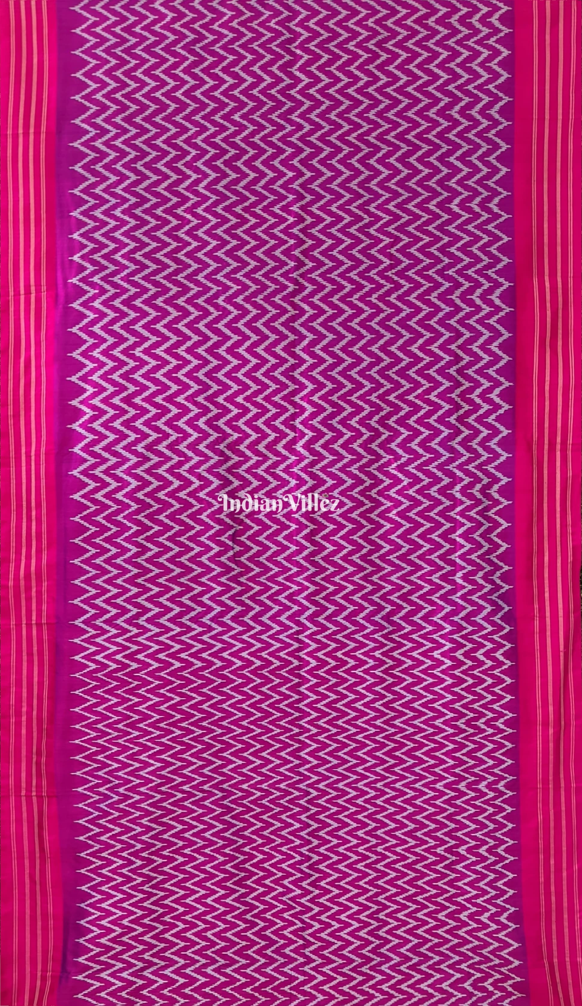 Purple - Mercerised Cotton Handloom Pochampally Ikat Saree 23