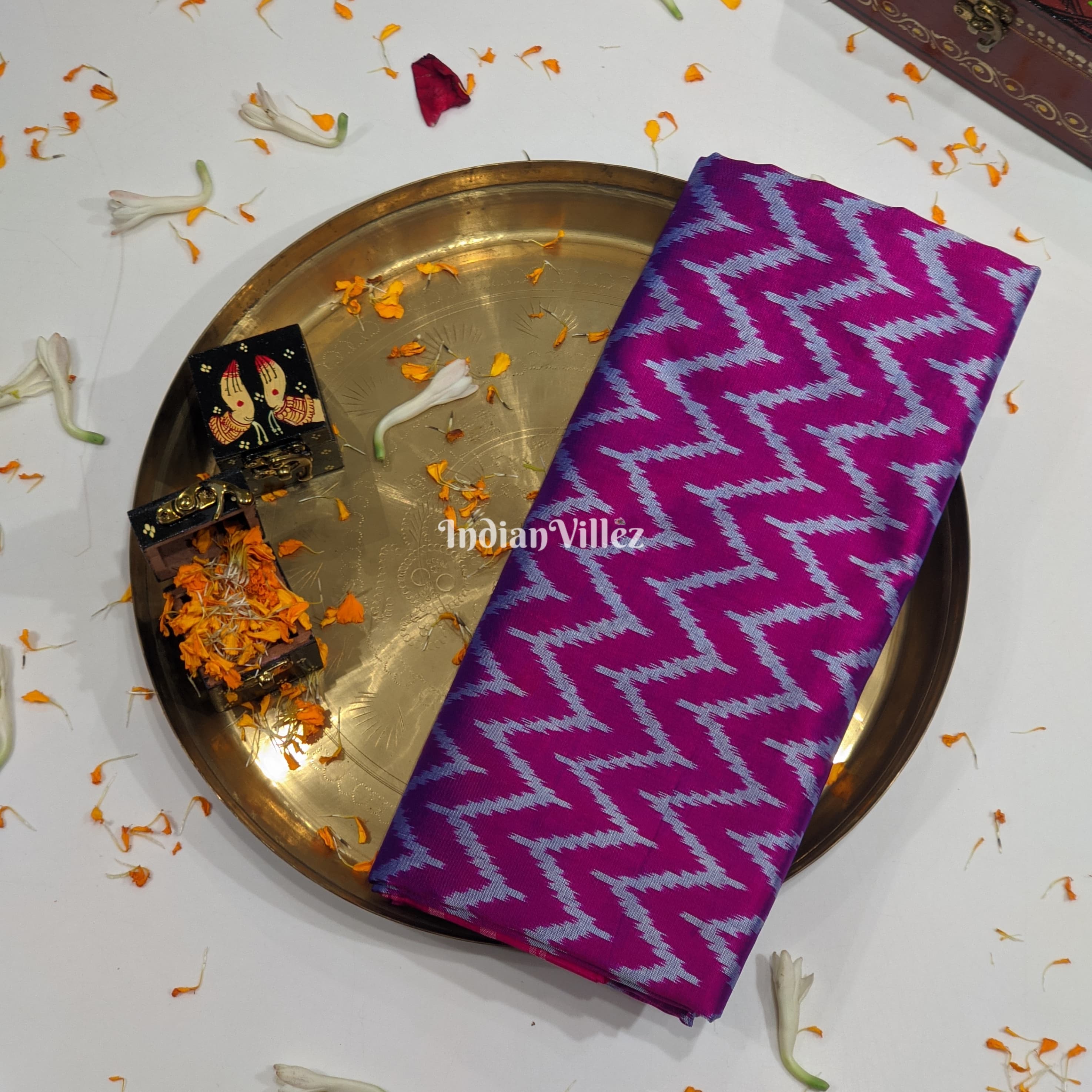 Purple Dual Tone Pochampally Ikat Silk Saree