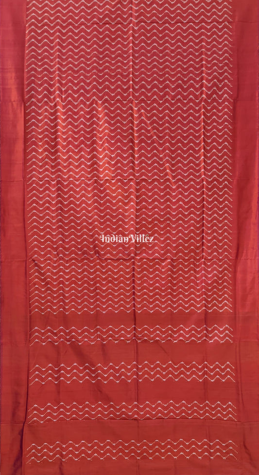 Deep Orange Pochampally Ikat Silk Saree