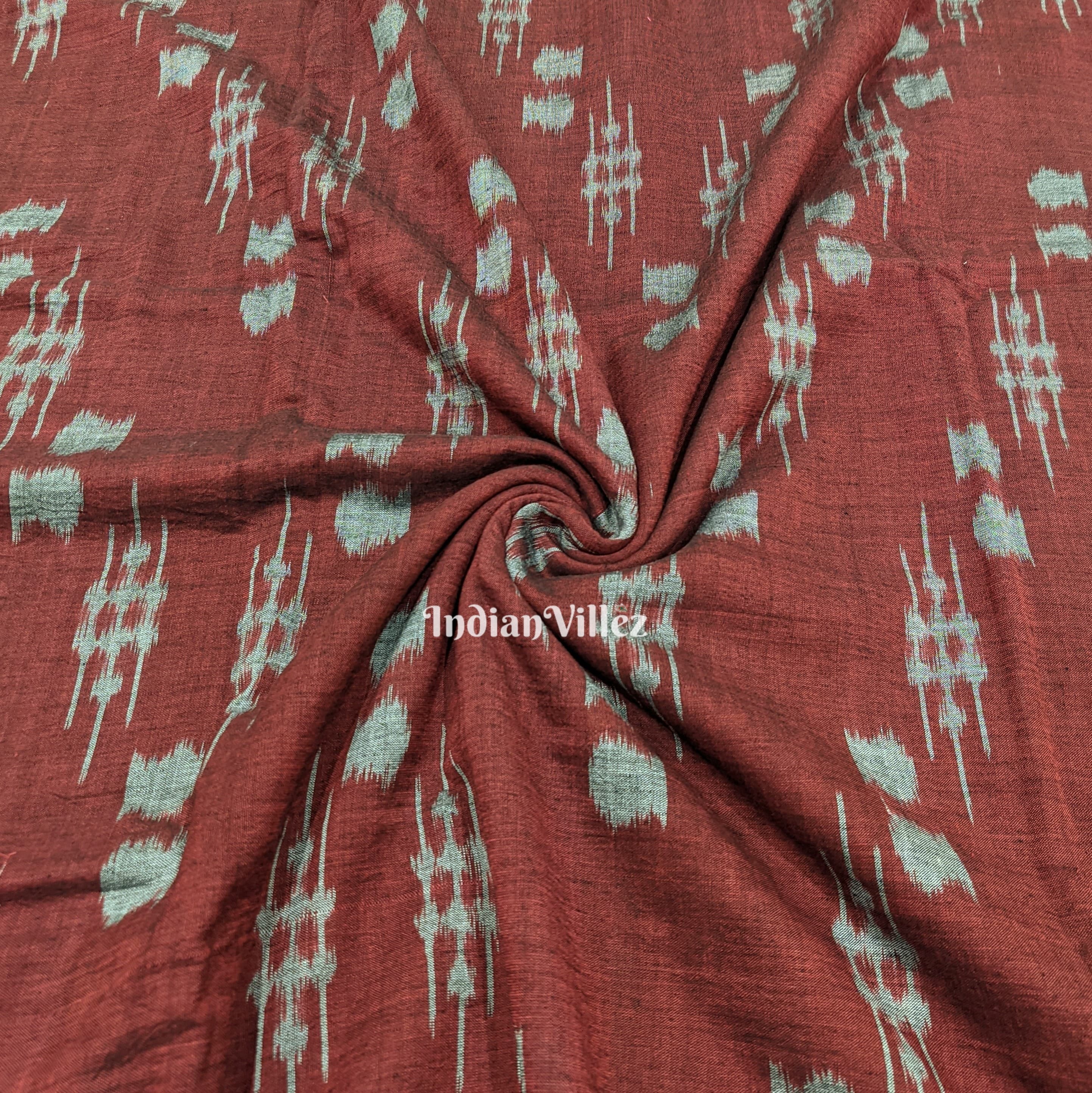 Maroon Color Odisha Ikat Cotton Fabric
